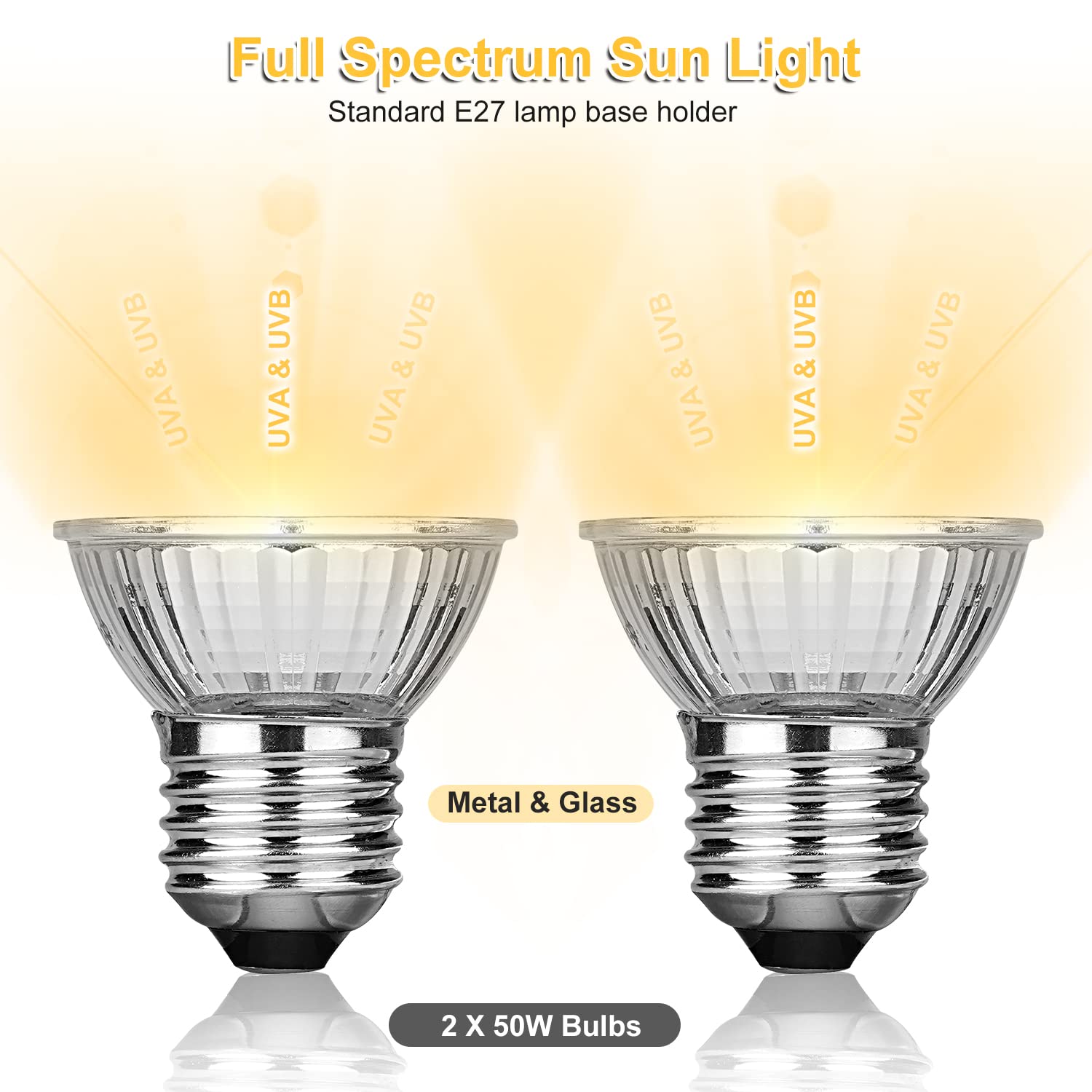 Reptile Heat Lamps, Turtle Lamp Uva/Uvb Turtle Aquarium Tank Heating Lamps With Clamp, 360° Rotatable Basking Lamp For Lizard Turtle Snake Aquarium Aquatic Plants With 2 Heat Bulbs (E27,110V)