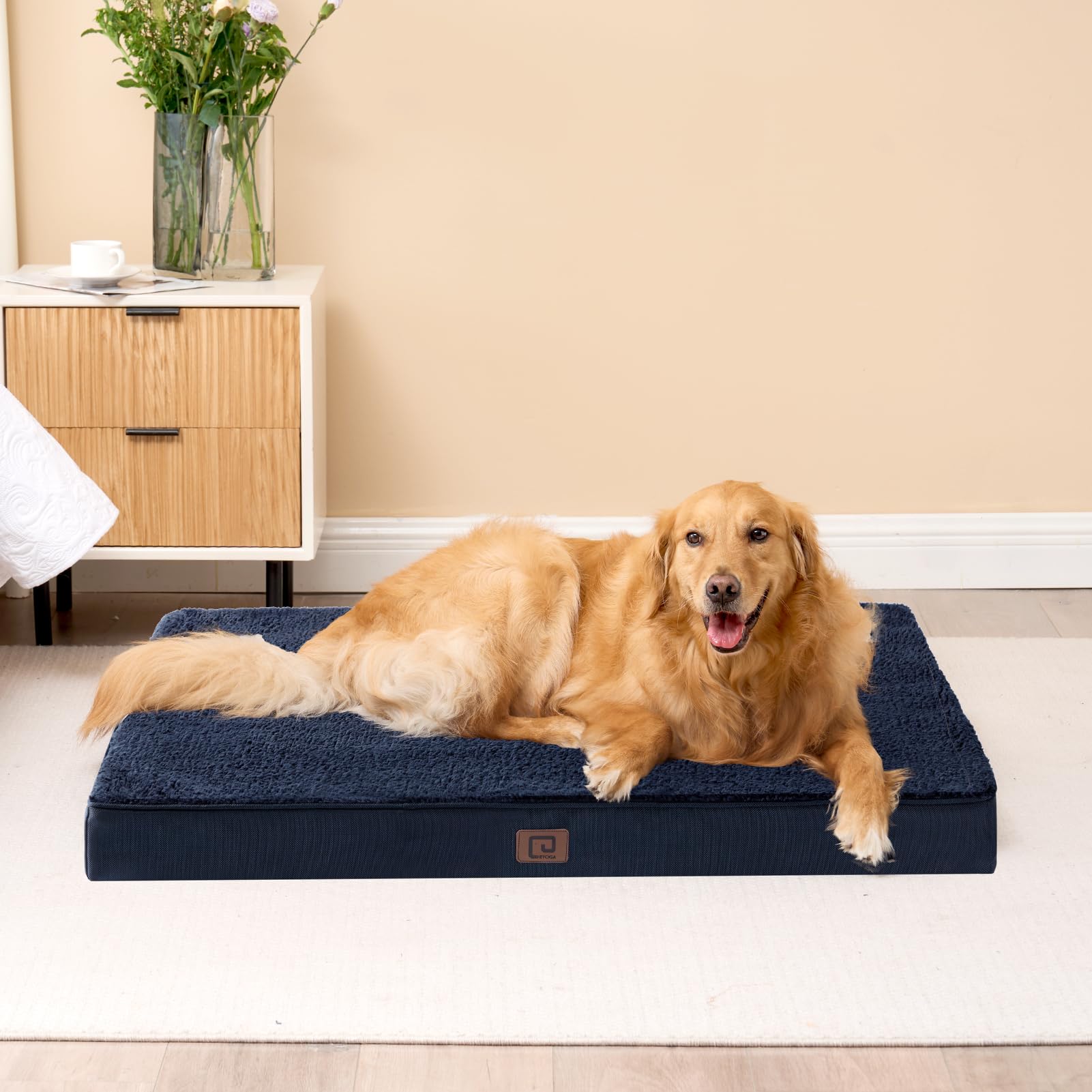 Eheyciga Orthopedic Xl Dog Beds For Extra Large Dogs With Removable Washable Cover, Navy, 44X32
