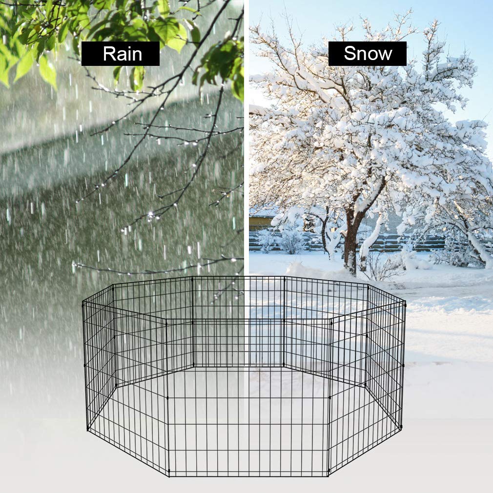 Bestpet Dog Pen Dog Playpen Puppy Pet Playpen 8 Panel Indoor Outdoor Metal Portable Folding Animal Exercise Dog Fence,24',Black