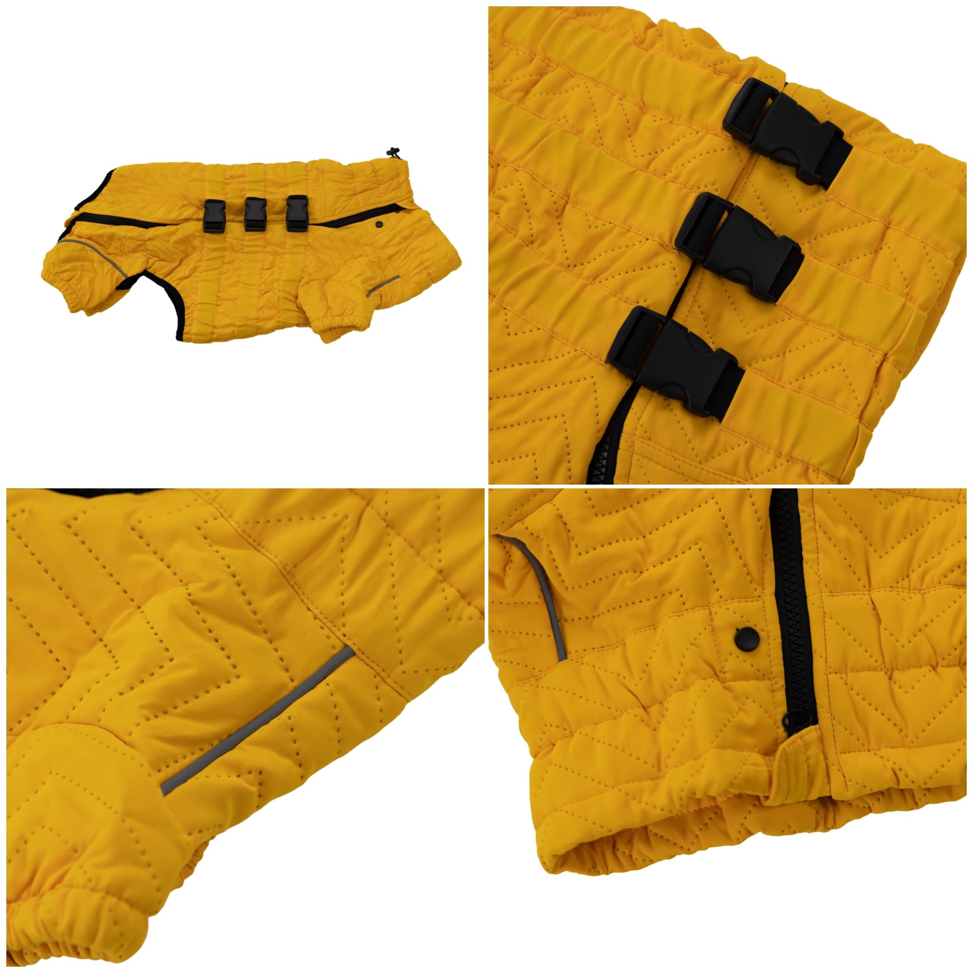 Warm Dog Coat Double Layers Dog Vest, 6 Legs Covered Windproof Waterproof Reflective Warm Dog Vest Outdoor Skating Dog Costume For Small Medium Large Dogs Yellow S