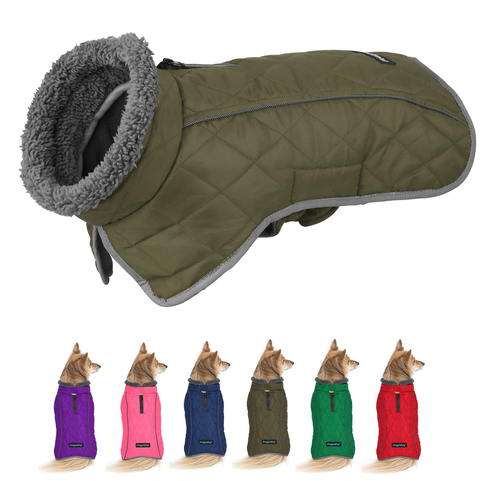 Fragralley Winter Dog Coat - Windproof, Waterproof, Adjustable Jacket With Turtleneck - Cold Weather Fleece Vest For Dogs (Blue,