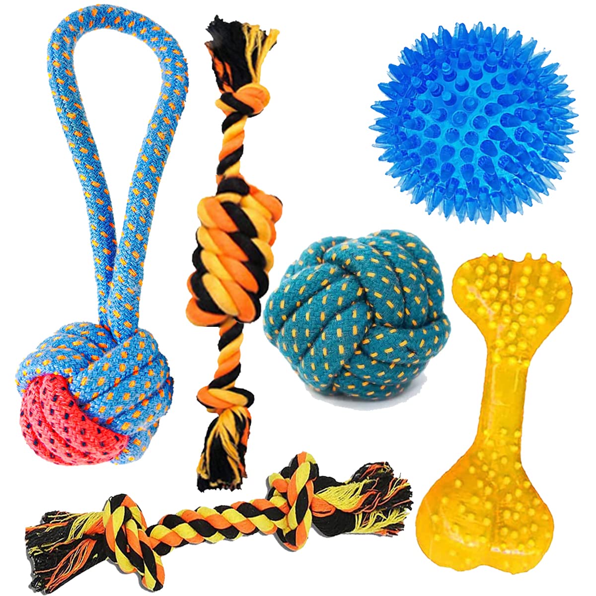 YOUHAVEDEAL Toys for Puppies & Dogs LED Ball (Large) | Rope 2 Knot Gum Cleaner Toy | Tug of War Dog Toys | Rubber Dog Chew Bone 