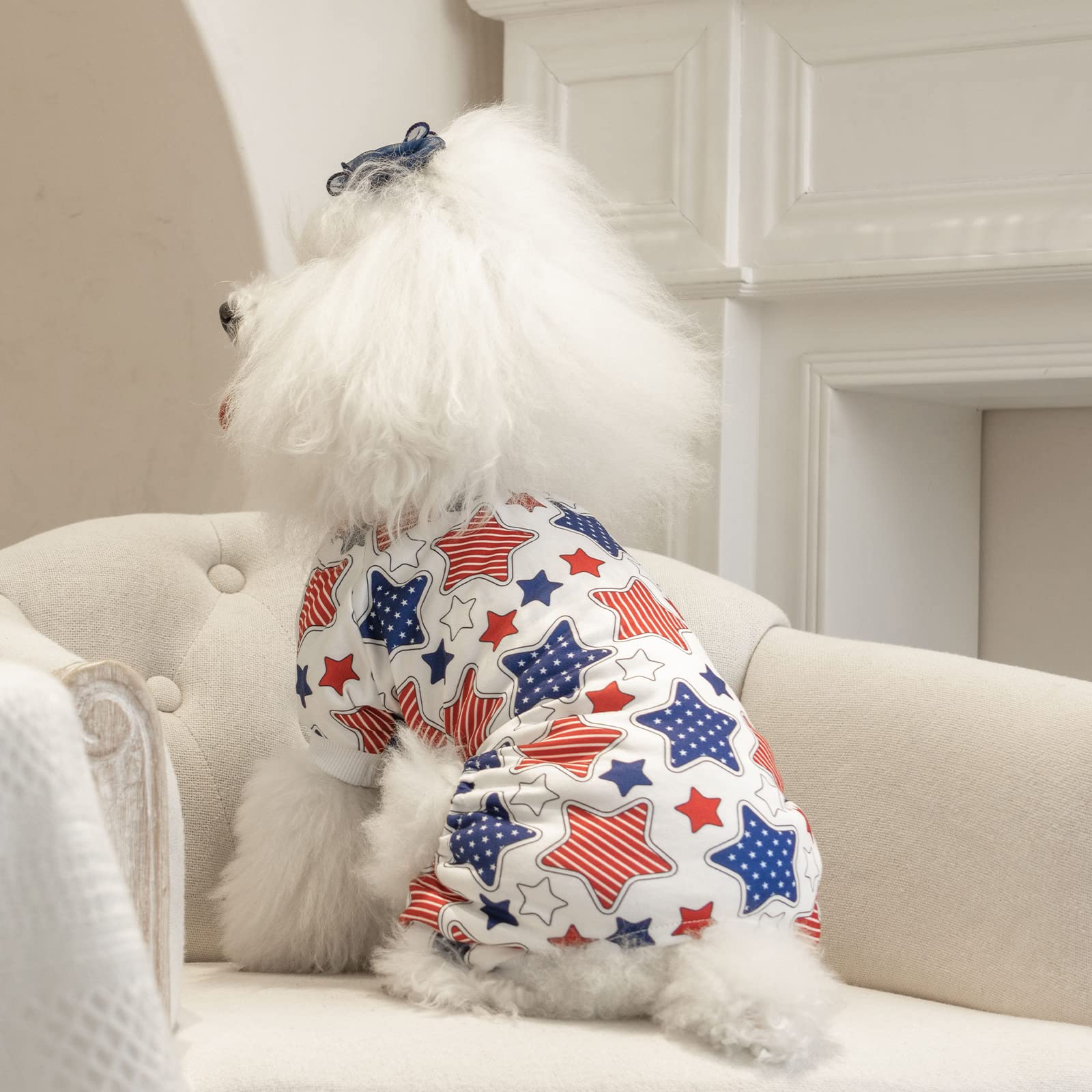 Cutebone Small Dog Pajamas Shirt Stretchy Summer Puppy Pjs Soft Cat Onesies Pet Clothes For Daily Wear Da19Xl