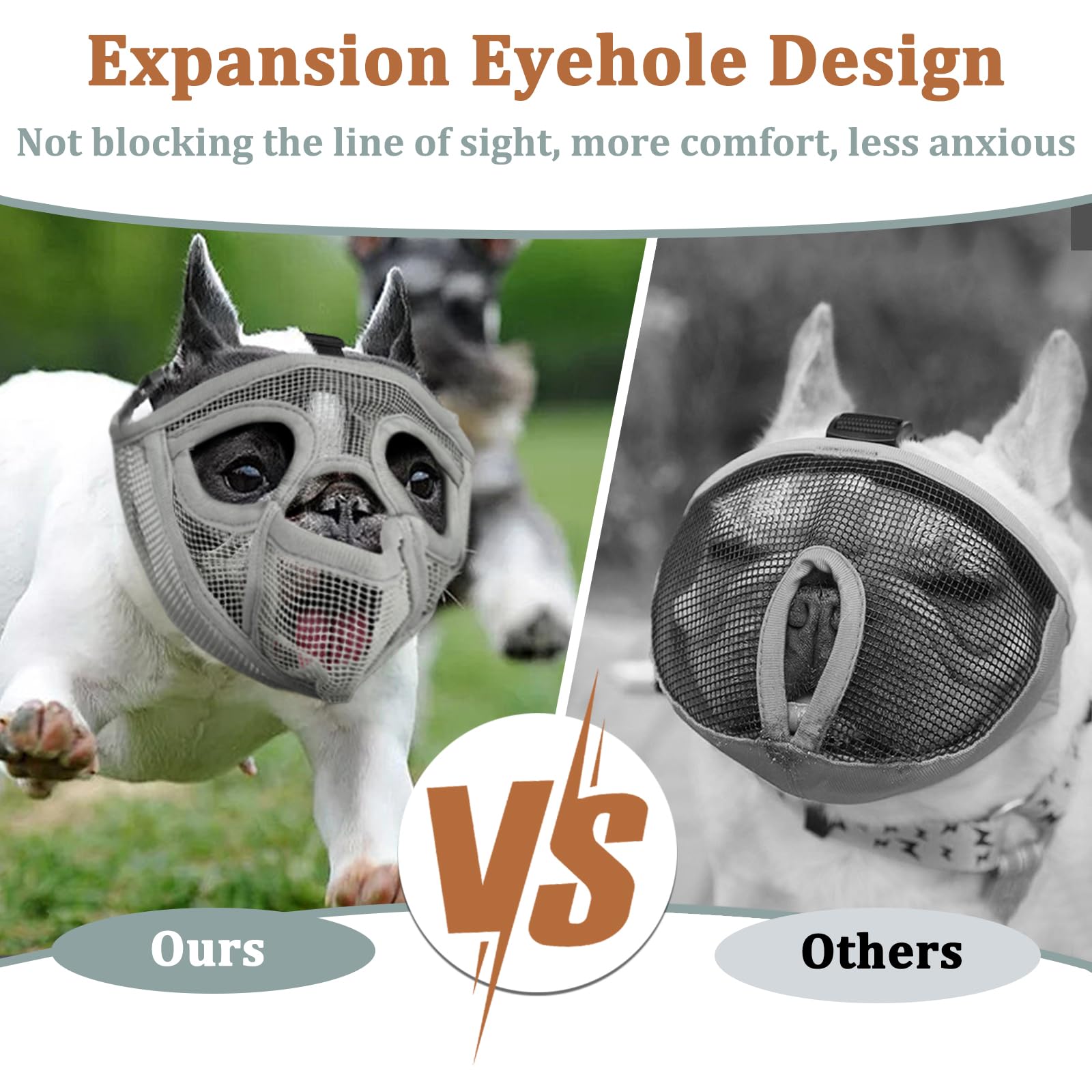 Mayerzon Short Snout Dog Muzzle For French Bulldog With Full Pant Design To Prevent Eating Biting, Soft Mesh Dog Muzzle For Shih