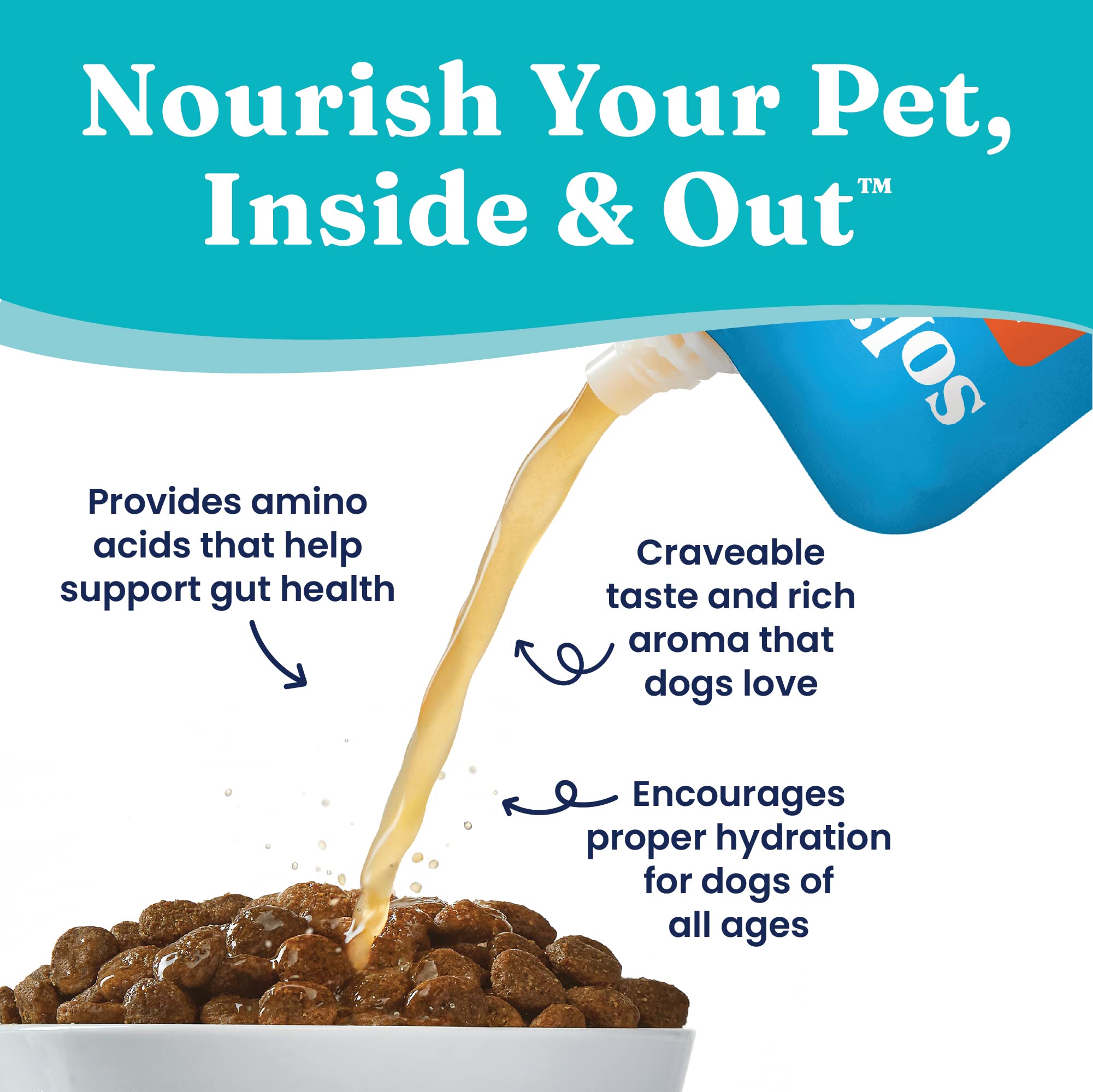 Solid Gold Turkey Bone Broth for Dogs - Grain Free Dog Food Topper Rich in Collagen and Superfoods - Nutrient Dense Dog Gravy To