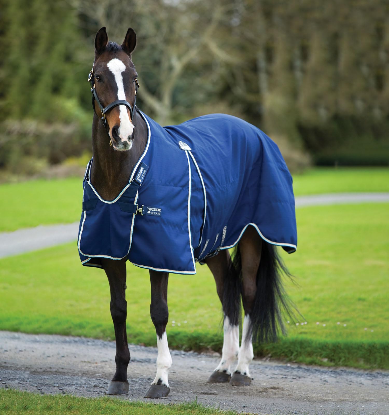 Horseware Ireland Rambo Optimo Stable Horse Sheet, Color: Nvy/Beige/Blu/Nvy, Size: 81 (Adao40-Bmdb-81)