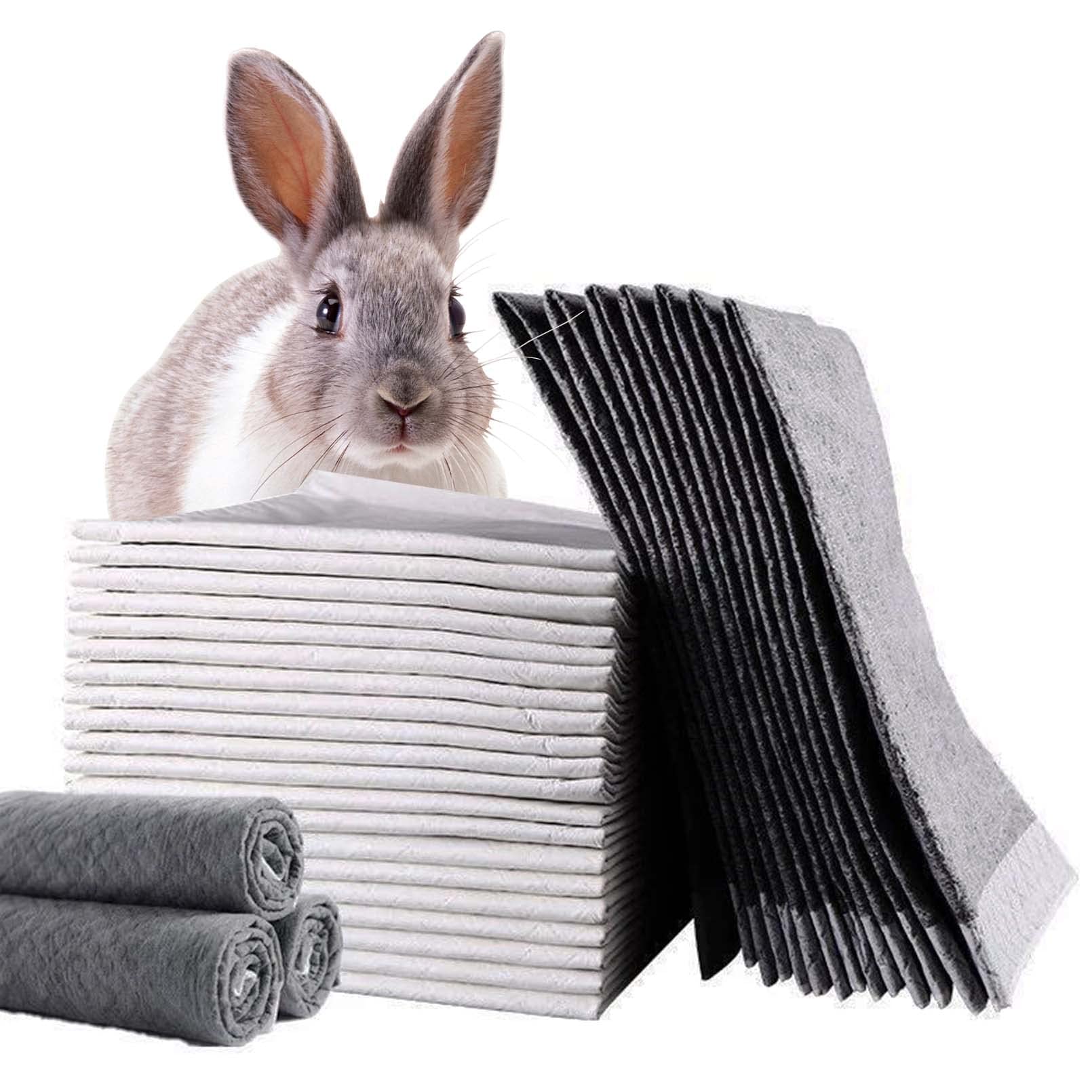 Tfwadmx 50 Pcs Rabbit Pee Pads Guinea Pig Super Absorbent Cage Liners Bunny Disposable Black Carbon Diapers Small Animal Trainin