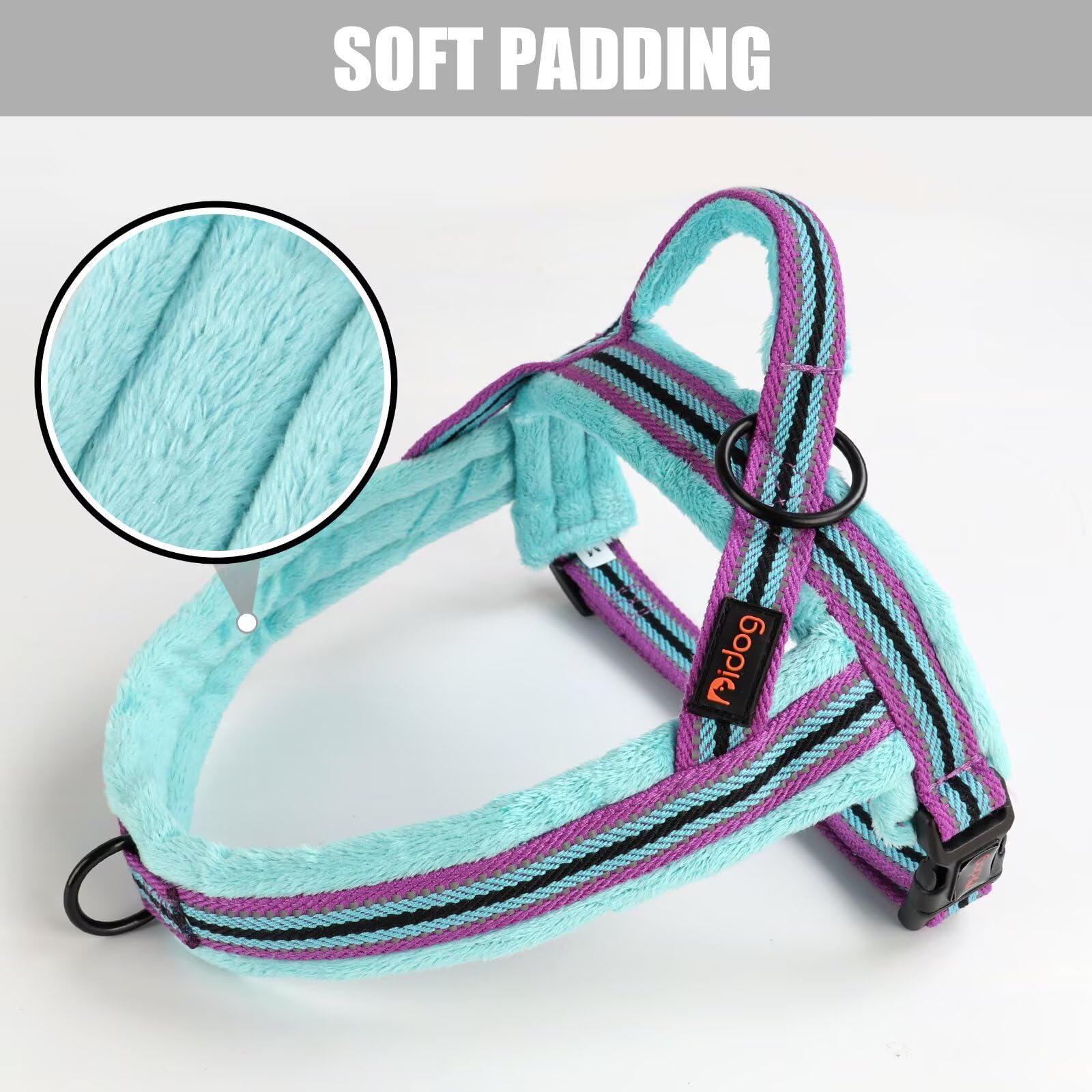 Didog Soft Flannel Padded Dog Vest Harness, Escape Proof/Quick Fit Reflective Dog Strap Harness,Easy for Walking Training (M:Che
