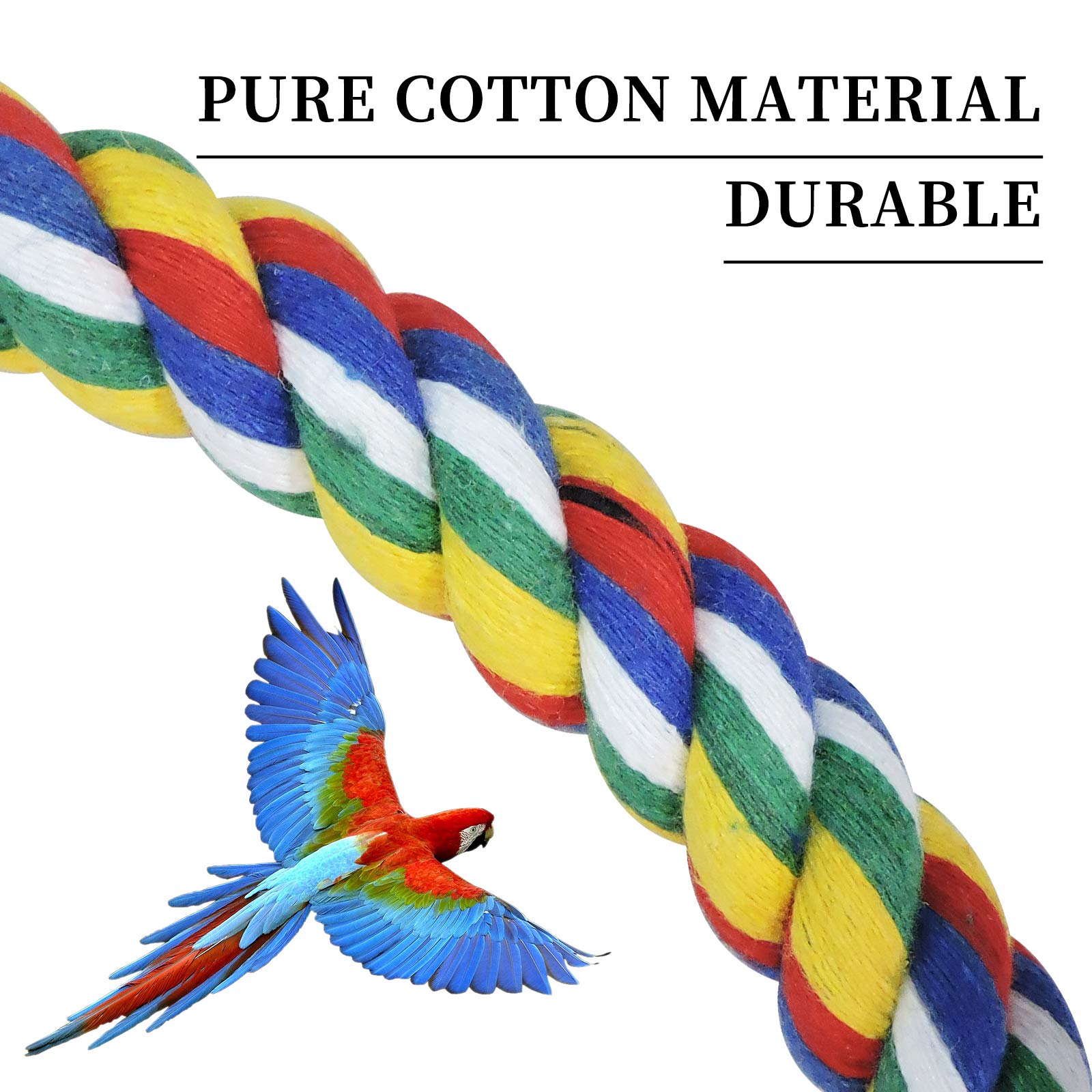 Wishlotus Bird Swing, Cage Hanging Toys Cotton Rope Swing Bite Resistance Perches Toy Parrot Toy Boredom Breaker For Budgie, Cockatiels, Conures, Finches, Small Parakeets (18Cm)