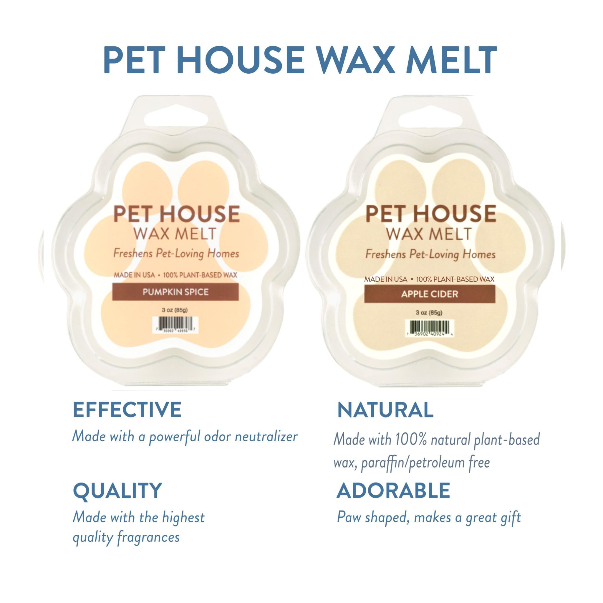 One Fur All Pet House Wax Melts - Pumpkin Spice/Apple Cider Pack Of 2 - Pet Odor Eliminating Wax Melts - Long-Lasting Scented Wa