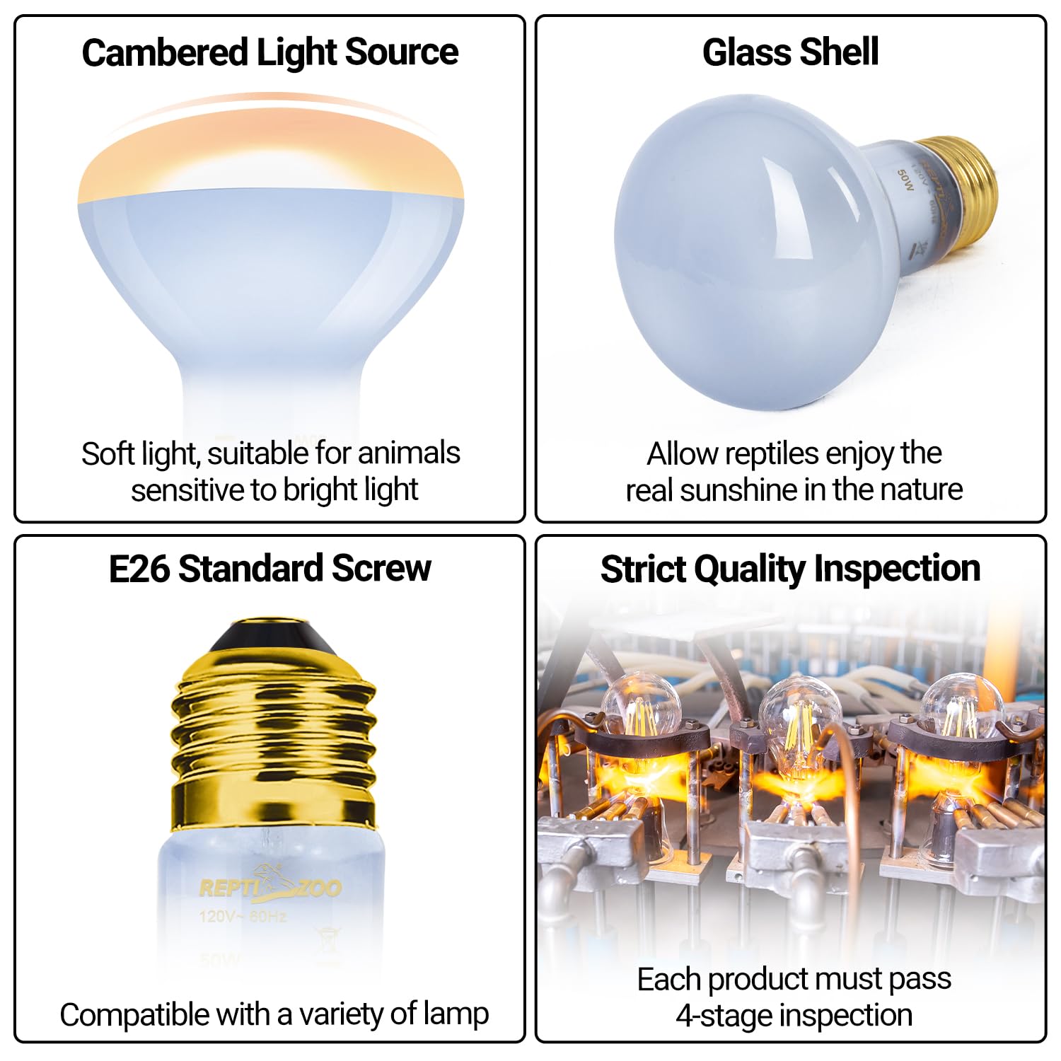 Reptizoo 75W Reptile Heat Lamp Bulb 2Pcs Day & Night Heat Lamp Combo Pack Include Nightlight Infrared Heat Emitter And Uva Daylight Heating Lamp