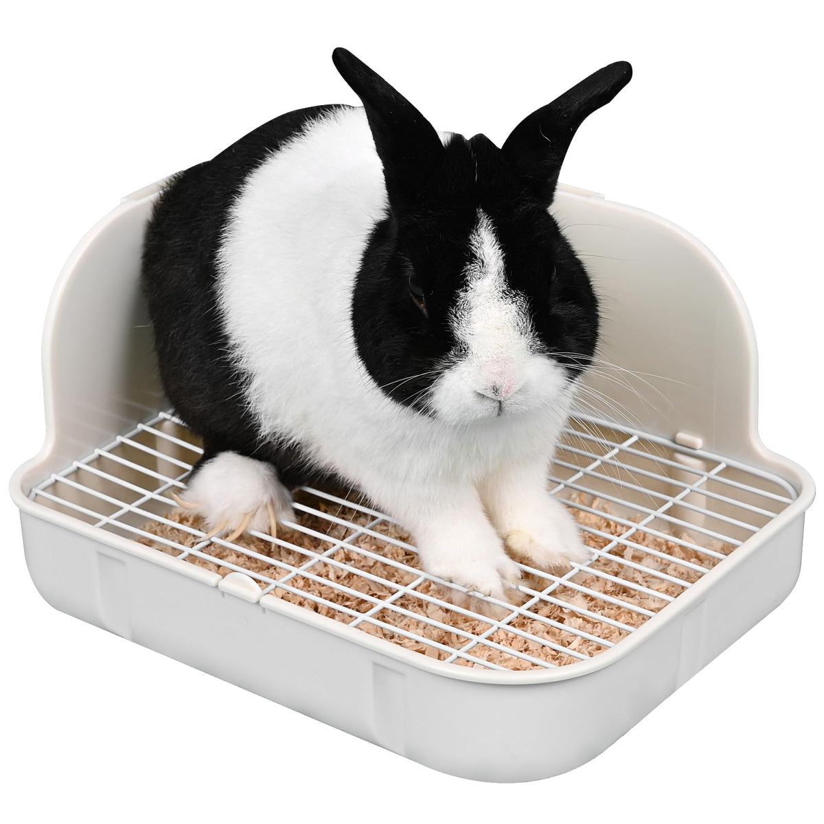 Rubyhome Rabbit Litter Box Toilet, Plastic Square Cage Box Potty Trainer Corner Litter Bedding Box Pet Pan For Small Animals, Rabbits, Guinea Pigs, Chinchilla, Ferret, Galesaur, 11.4 Inches (White)