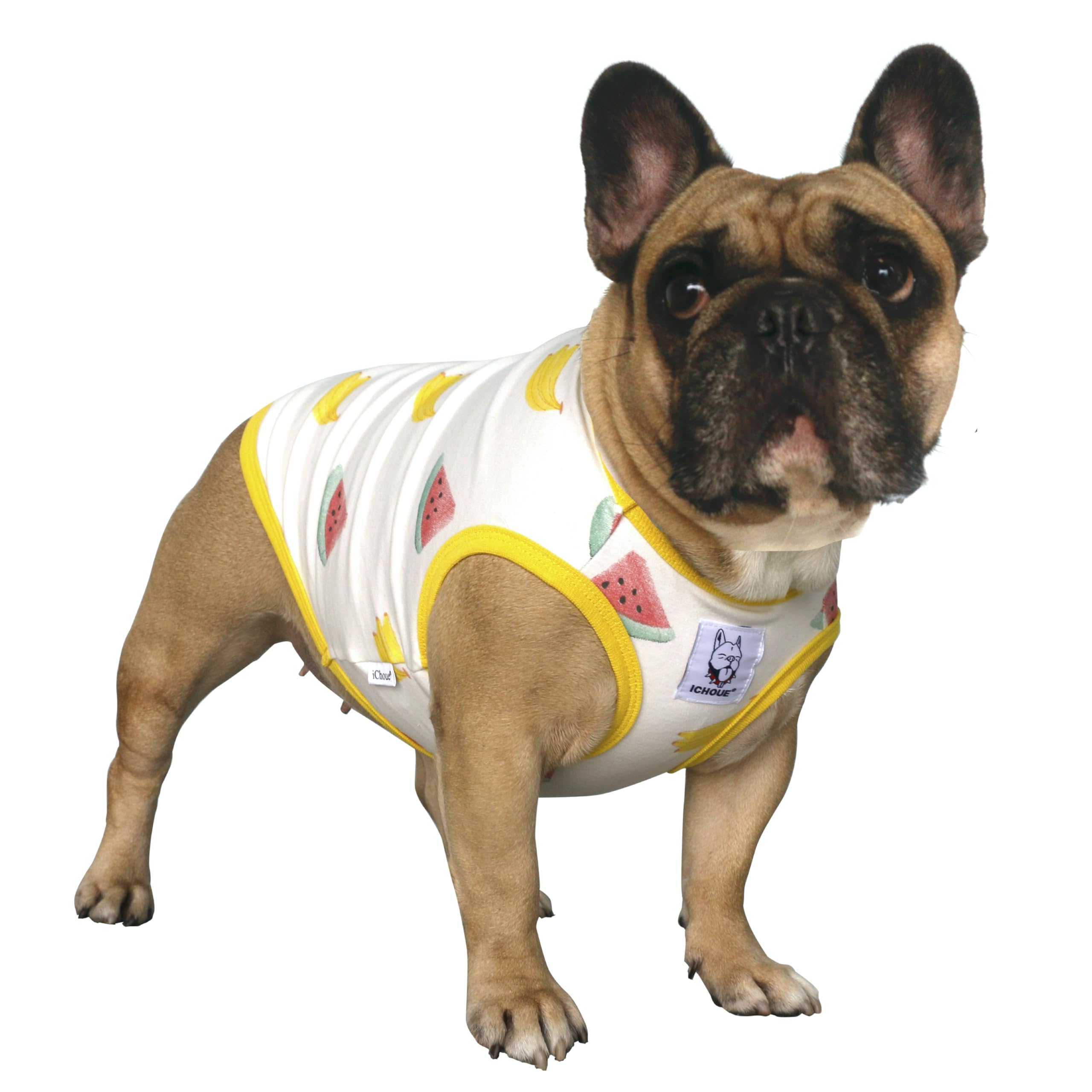 iChoue 100% Breathable Cotton Pug Halloween Cartoon T Shirts Cute Clothes for Dogs Vest Tank Tops Puppy French Bulldog Frenchie 