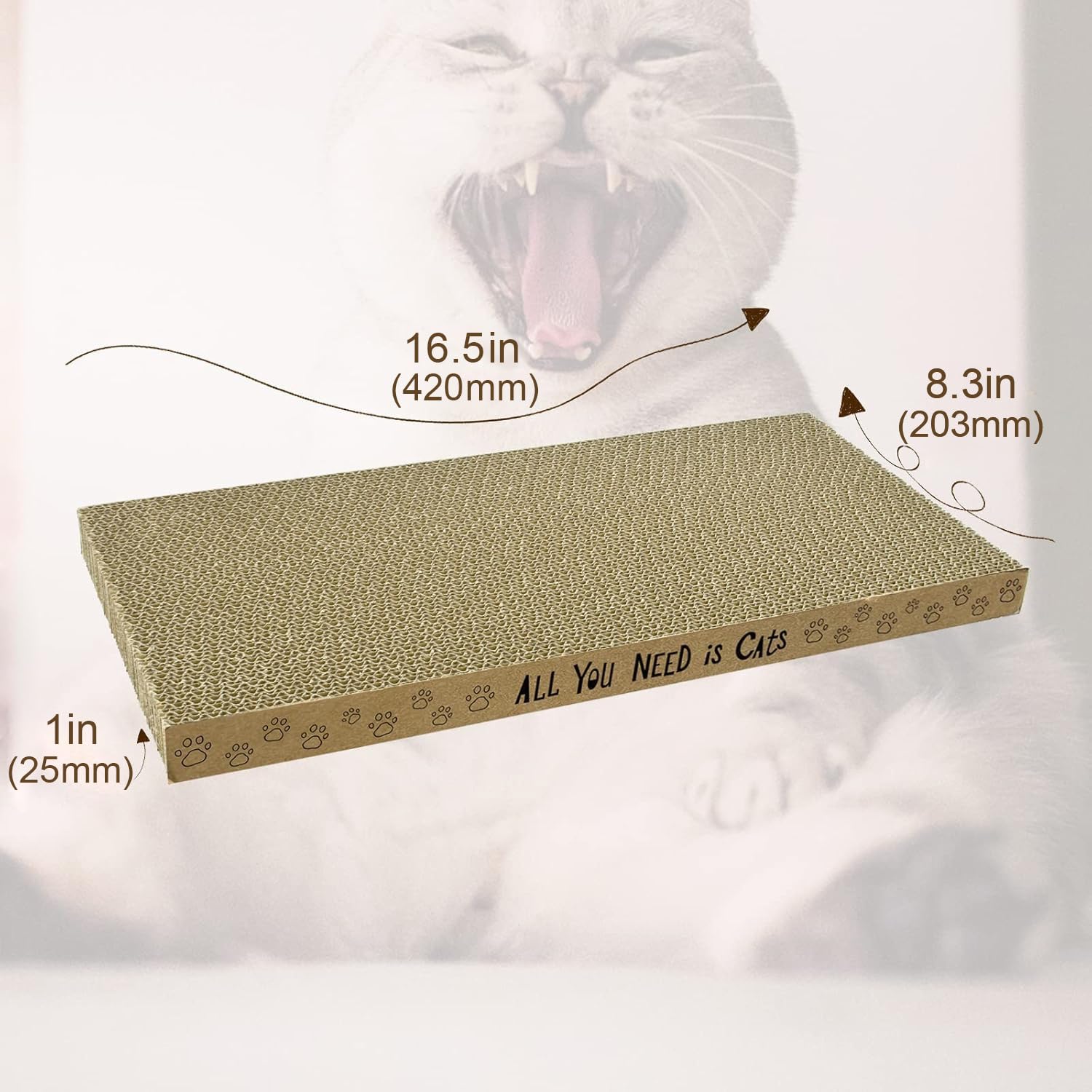Accencyc Cardboard Cat Scratcher Pads Cat Scratching Board For Indoor 16.5   Lx8.3   Wx1   H Dual-Side Corrugated Cats Scratchin