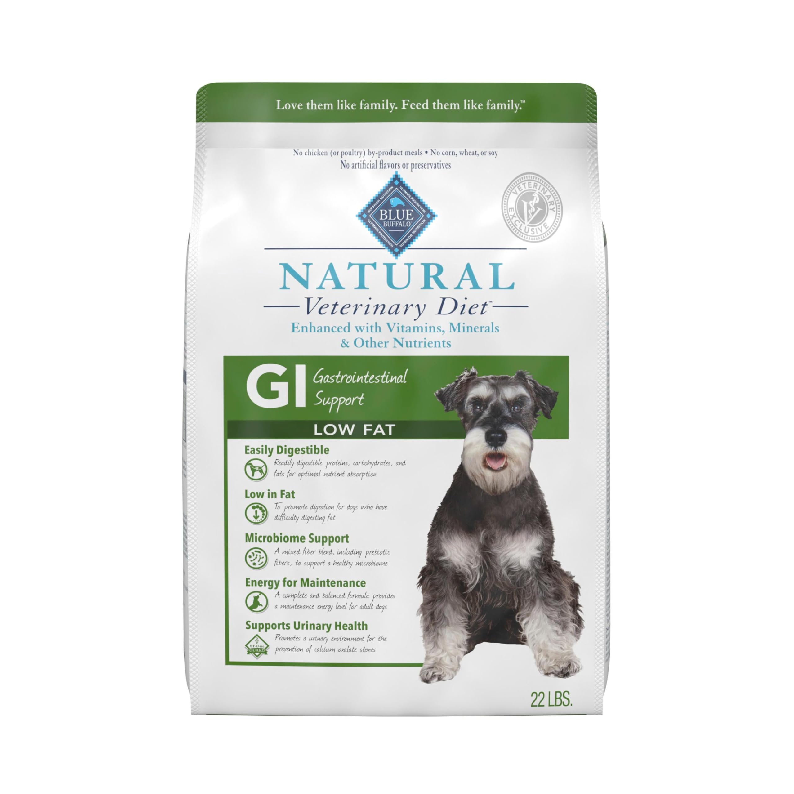 Blue Buffalo Natural Veterinary Diet GI Low Fat Gastrointestinal Support Dry Dog Food, Veterinarians Prescription Required, Whi