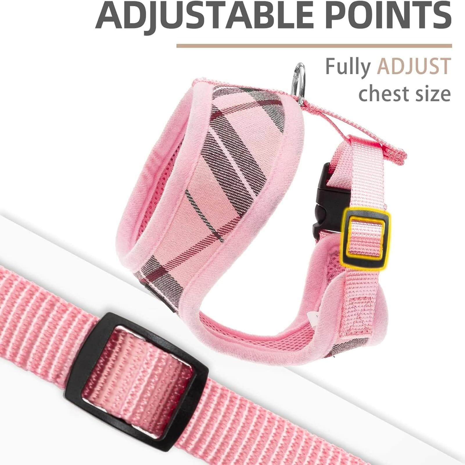 Pupteck Soft Mesh Dog Harness And Leash Set Pet Puppy Cat Comfort Padded Vest No Pull Harnesses, Light Pink, Xl