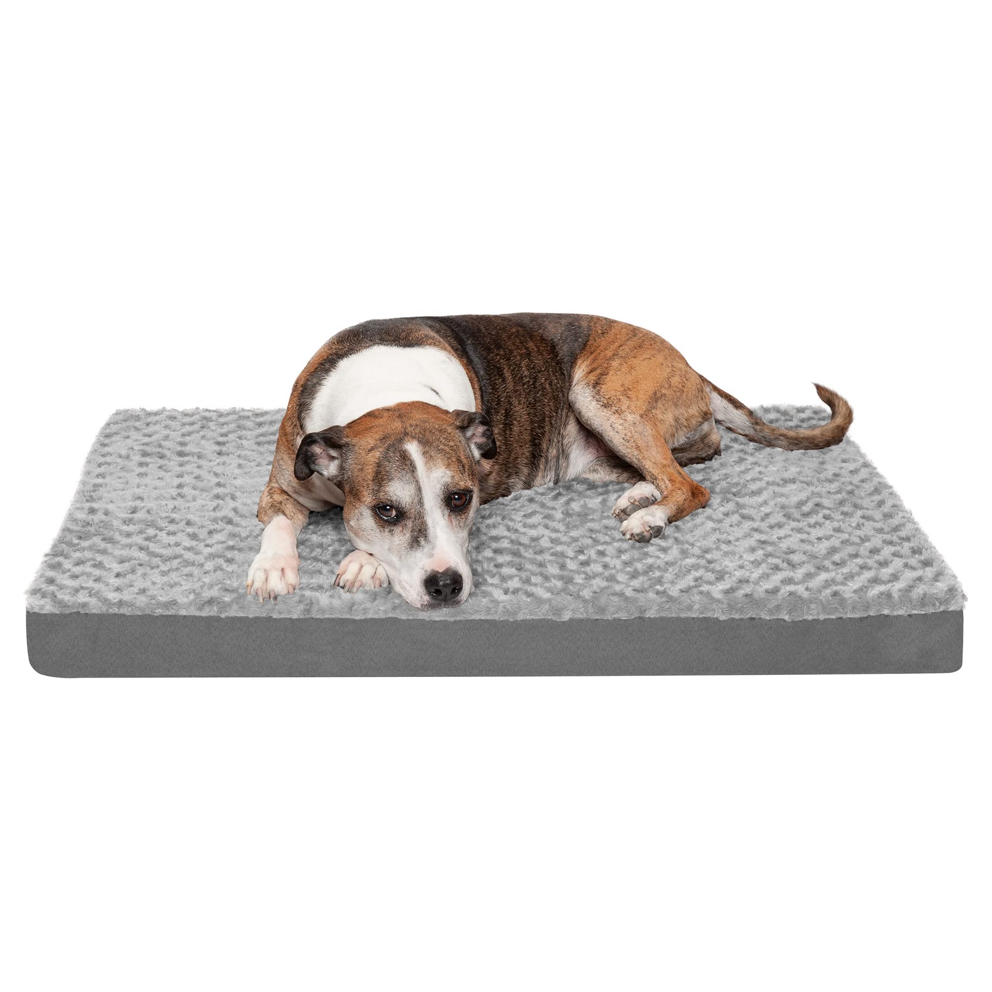 Furhaven Orthopedic Dog Bed for Large/Medium Dogs w/ Removable Washable Cover, For Dogs Up to 55 lbs - Ultra Plush Faux Fur & Su
