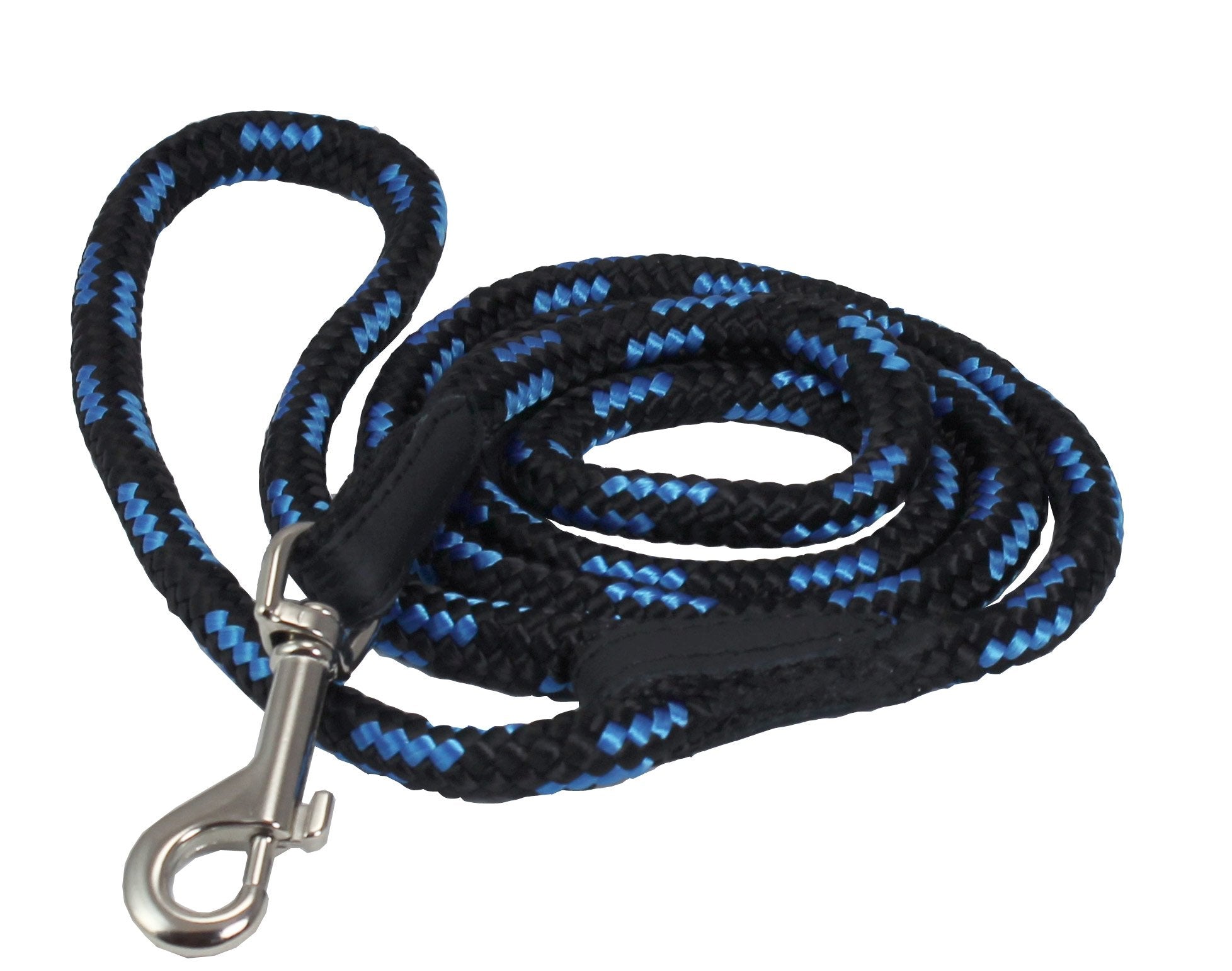 Dogs My Love 6Ft Long Braided Rope Dog Leash Blue With Black 6 Sizes (Xsmall: 6Ft Long; 0.25' Diam (6Mm))