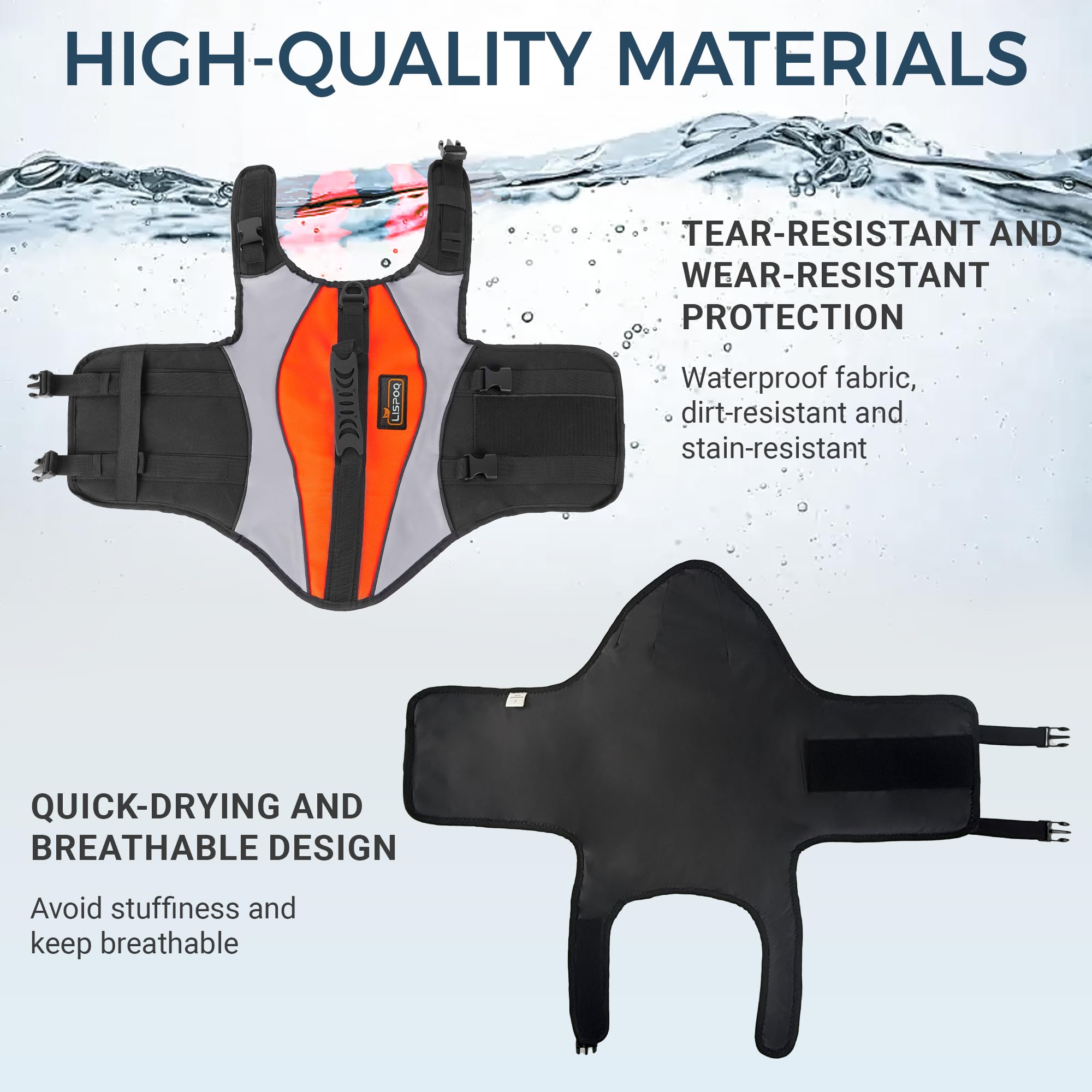 Lispoo Dog Life Jacket & Swimming Safety Vest, Buoyant Float Coat With Handle & Reflective Strips For Small To X-Large Dogs, Wat