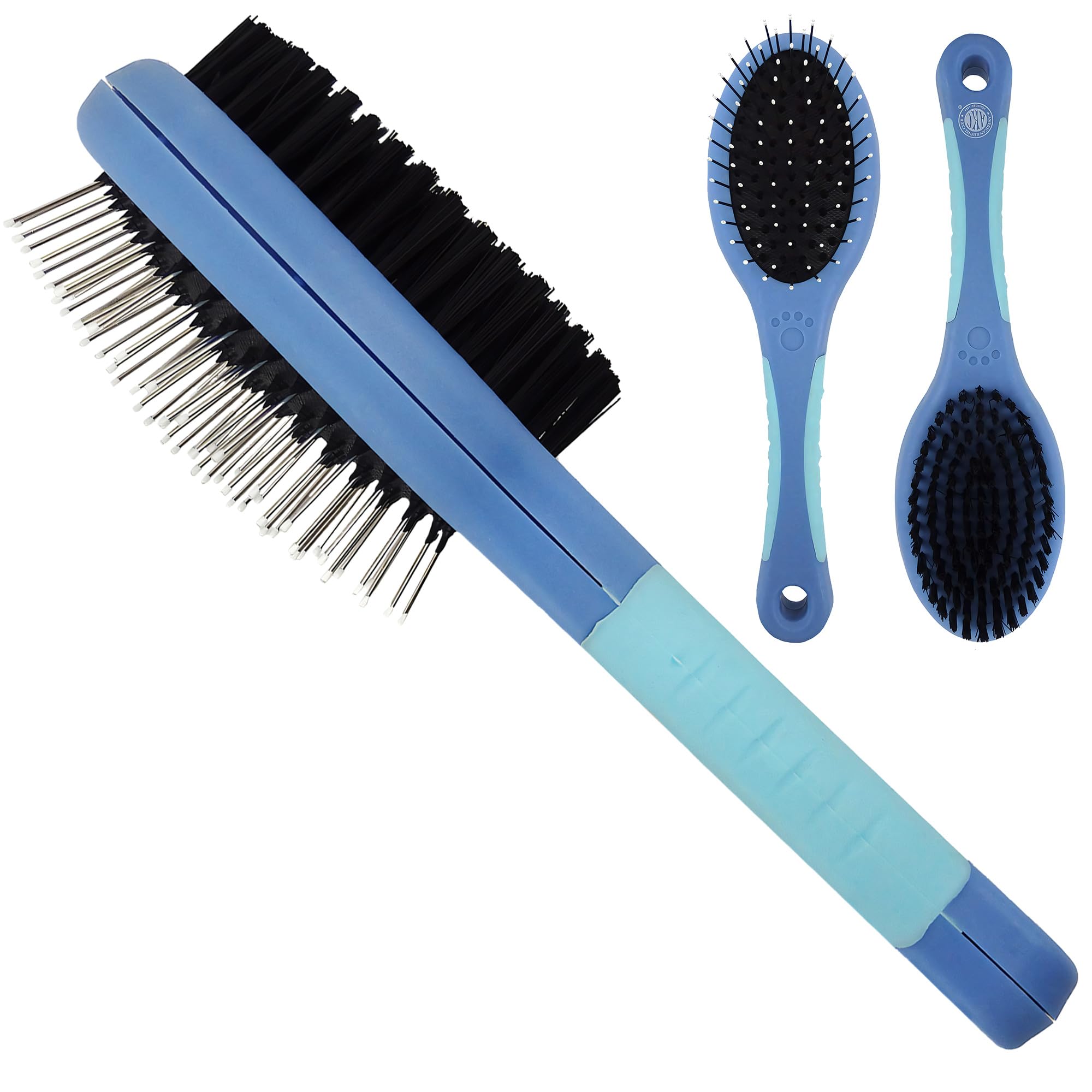 American Kennel Club Akc Pet Grooming Brush For Dogs And Cats - 2-In-1 Deshedding And Detangling Brush With Dense Nylon Bristles