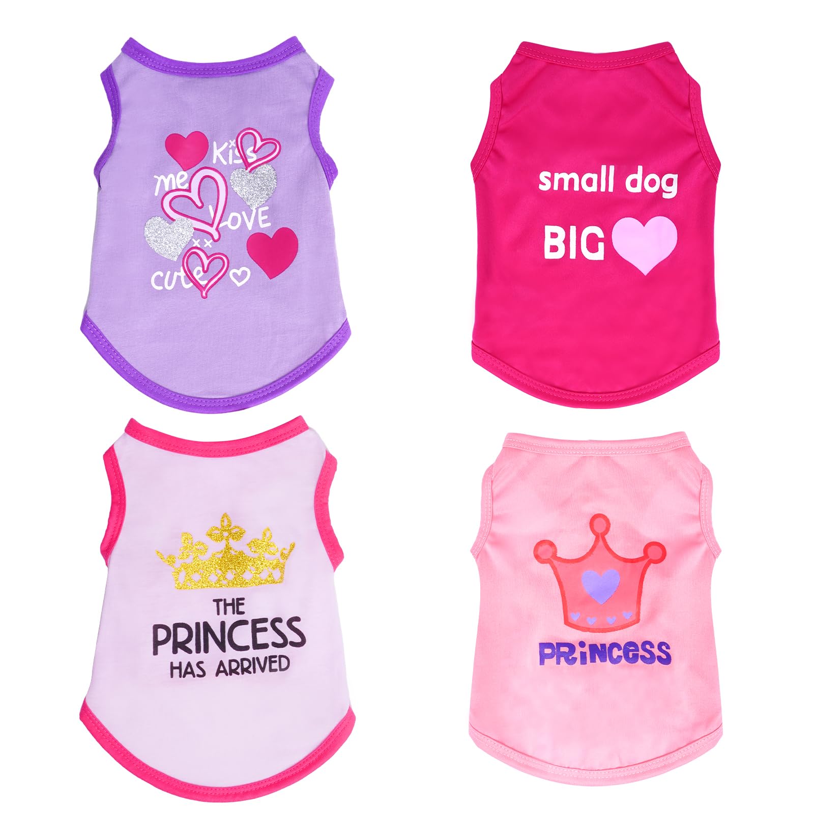Pistha 4 Pack Dog Shirts Summer Printed Puppy Clothes Cute Sleeveless Pet T Shirts Dog Clothes For Small Medium Dogs Cats Girl(M