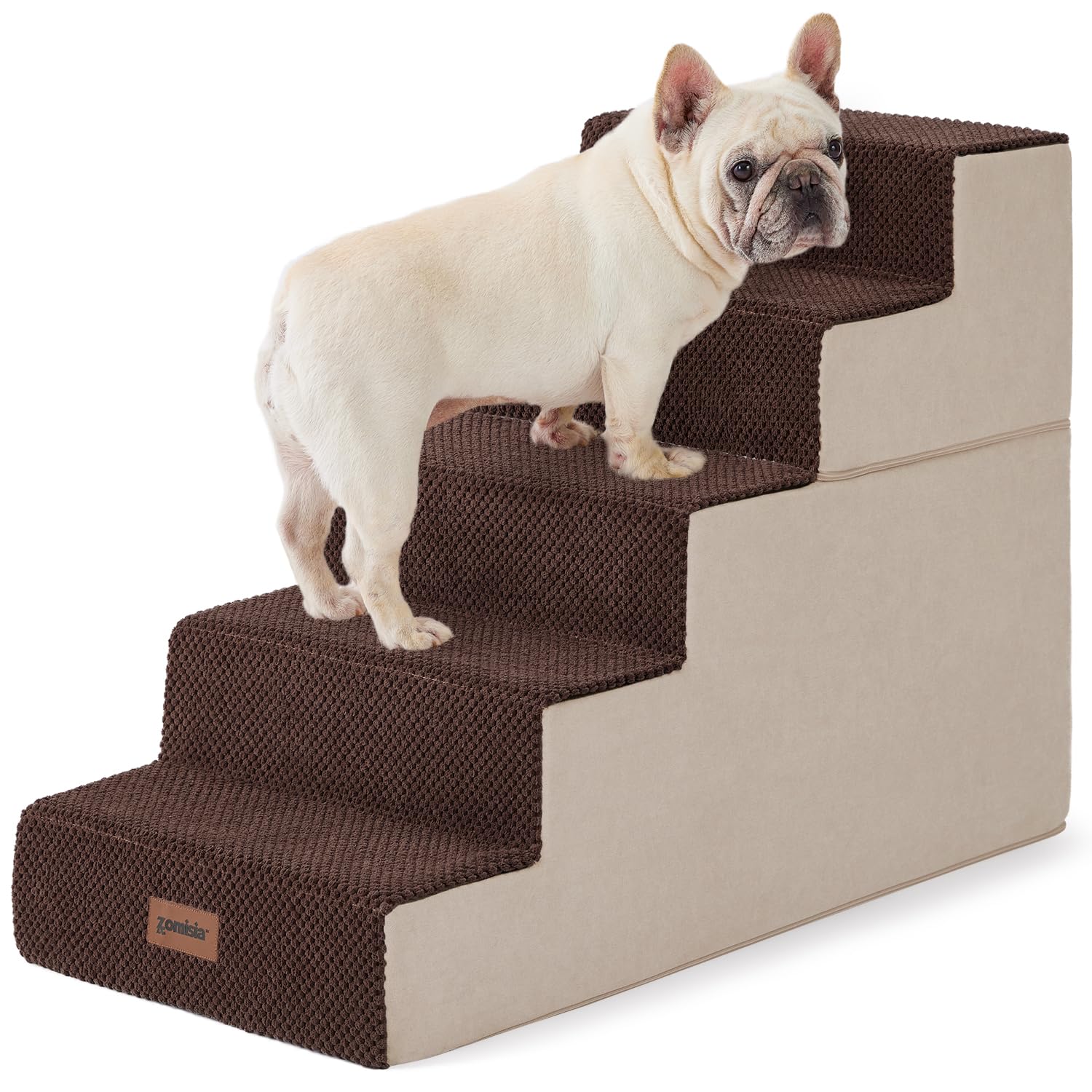 Zomisia Dog Steps For High Beds - Dog Stairs 2 In 1 With Zippers Suitable For Small Dogs, Foam Pet Stairs With Non Slip Bottom G