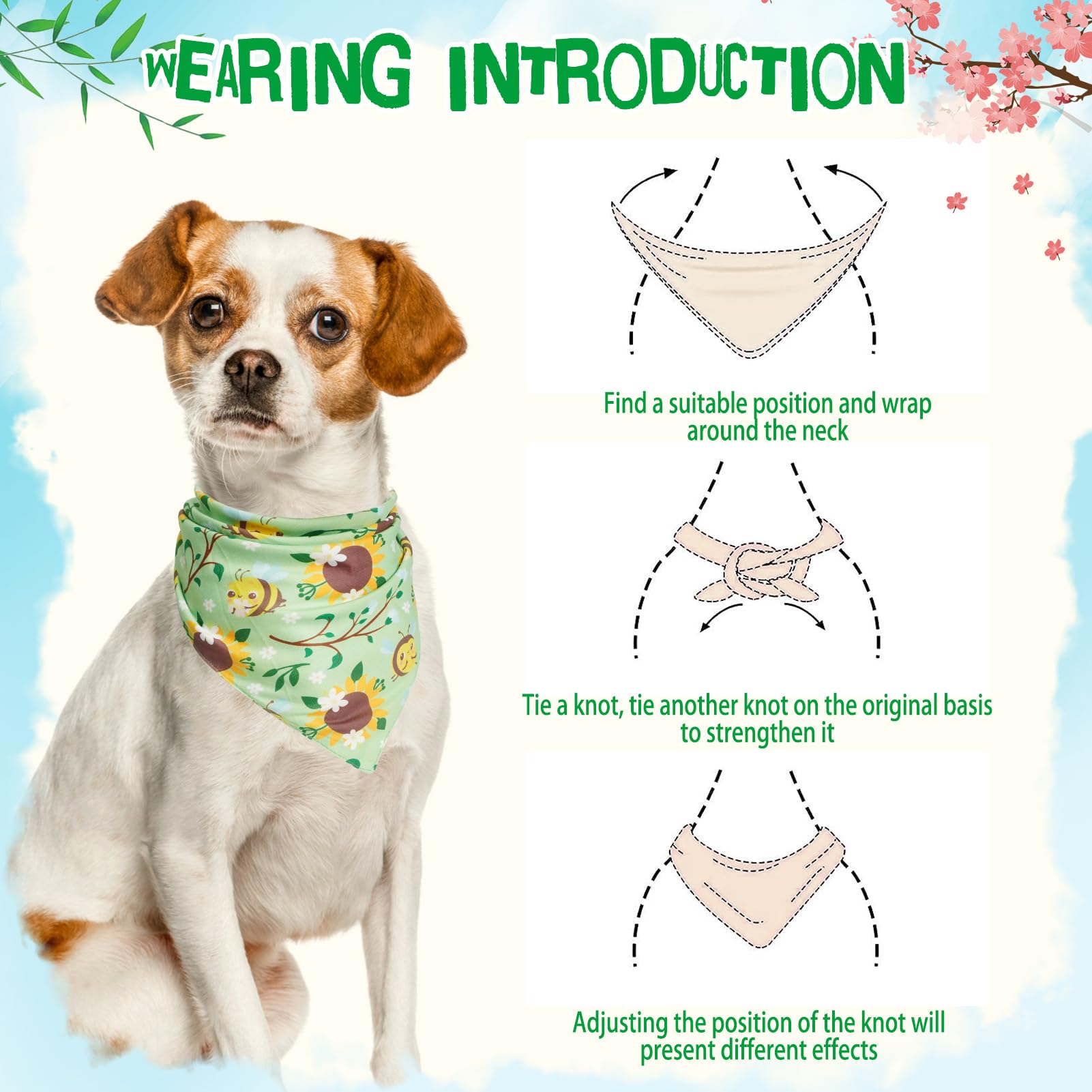 Pupteck Summer Dog Bandanas 4Pcs Outfit - Spring Soft Costume Pet Triangle Bibs Scarf, Pet Accessories Gifts For Small Medium La