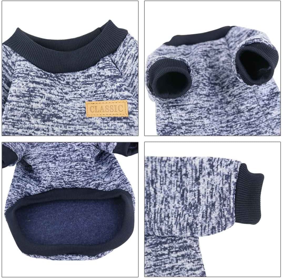 Idepet Pet Dog Classic Knitwear Sweater, Fleece Coat For Small,Medium Dog,Warm Pet Dog Cat Clothes,Soft Puppy Customes 2 Color (