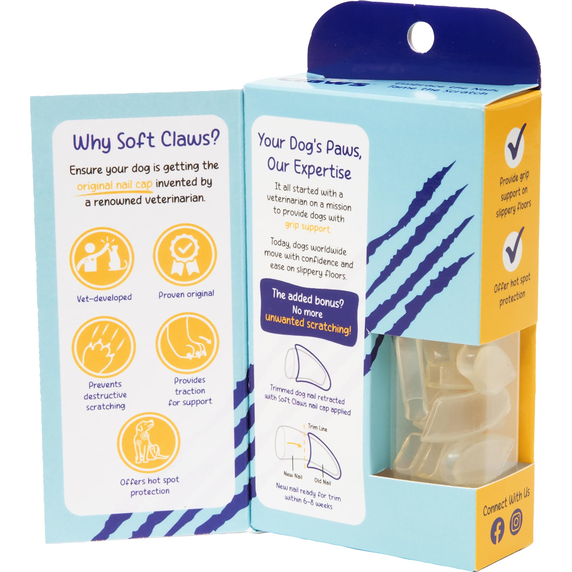 Soft Claws Large Natural Dog and Cat Nail Caps Take Home Kit - Safe, Easy to Use Nail Protection for Pets