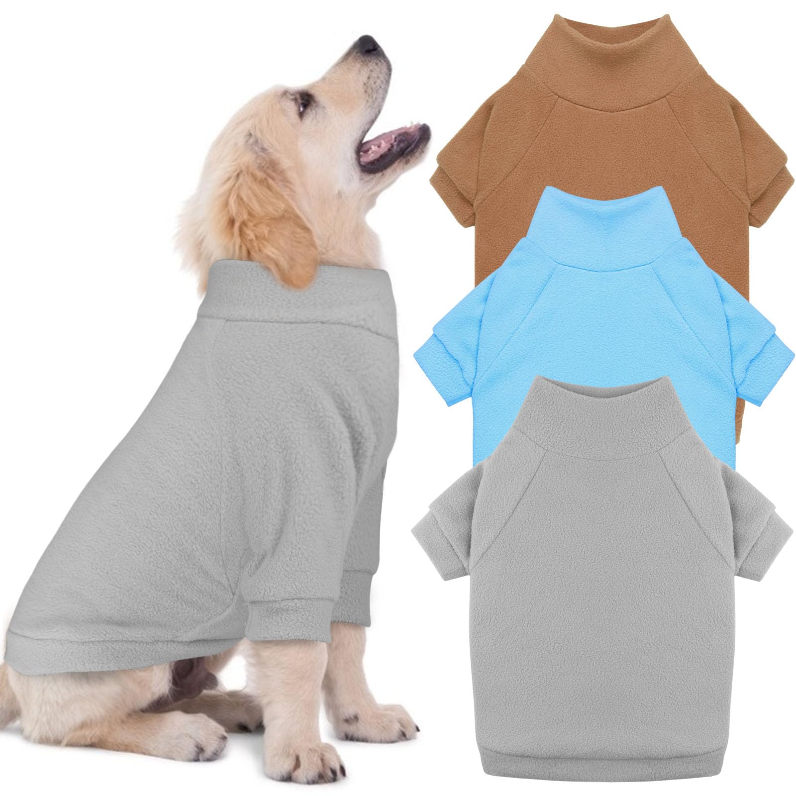 3 Pack Dog Sweaters For Small Dogs, Fleece Dog Sweater Dog Clothes Turtleneck Soft Warm Dog Sweatshirt Puppy Sweater Boy Girl Pe
