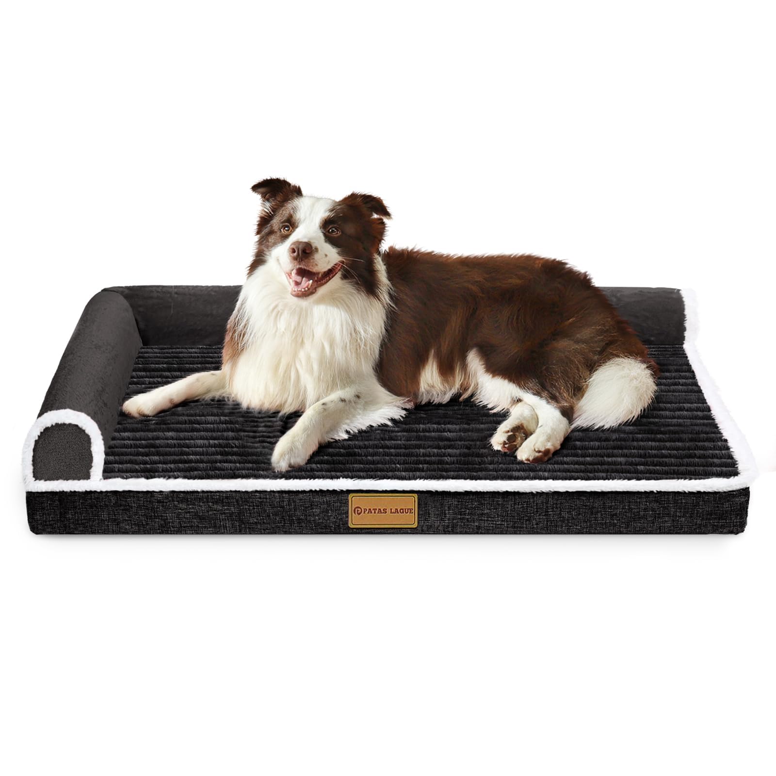 Patas Lague Orthopedic Dog Bed for Large Dogs Waterproof Comfortable L Shaped Medium Non-Slip Soft Warm Pet Sofa Sleep Bed mat w