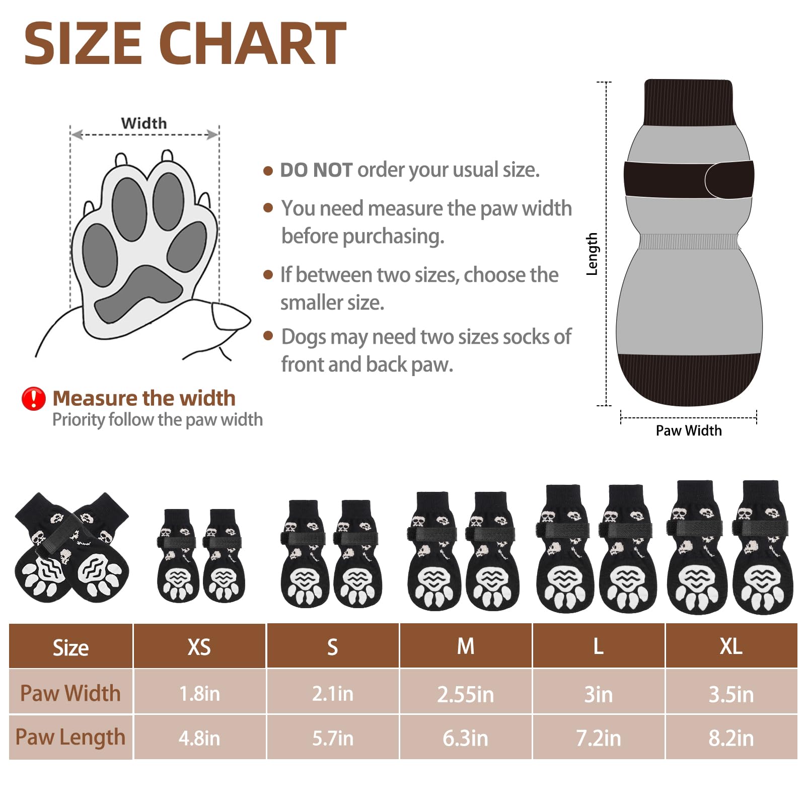 Pupteck Double Sides Anti-Slip Dog Socks Halloween Costumes, 3 Pairs Soft Paw Protector With Adjustable Straps, Strong Traction