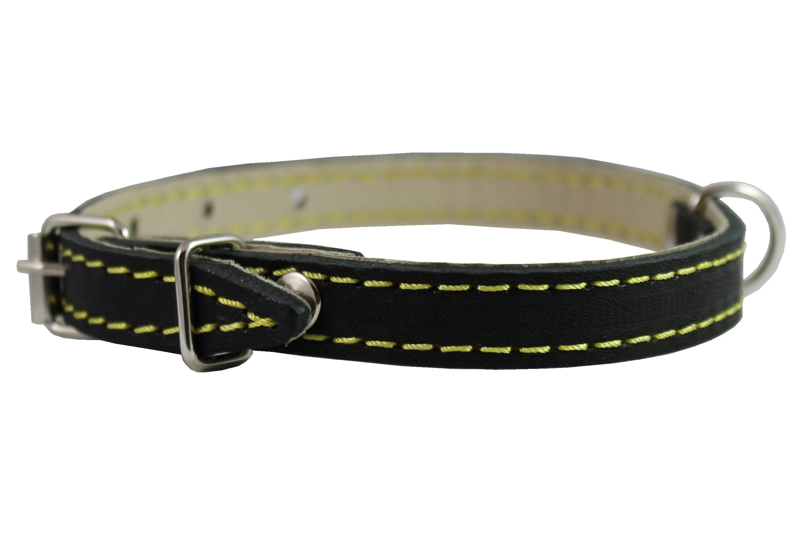 Black Real Leather Dog Collar 9.5'-13' Neck Size, 1/2' Wide Yorkshire Terrier, Puppies