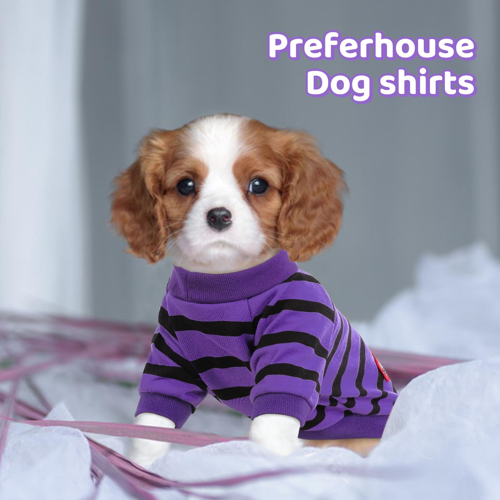 Preferhouse Dog Shirts For Medium Dogs, Striped T-Shirts Dog Vest Pet Apparel Tee Shirts Spring Summer Suitable For Small And Me