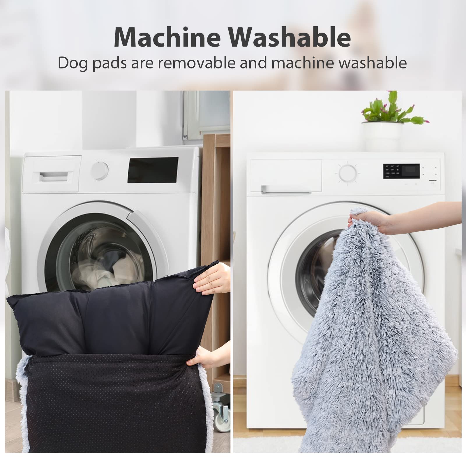 Champets Washable Extra Large Dog Bed With Removable Cover, Super Soft Waterproof Dog Crate Bed With Non-Slip Bottom, Fluffy Pet