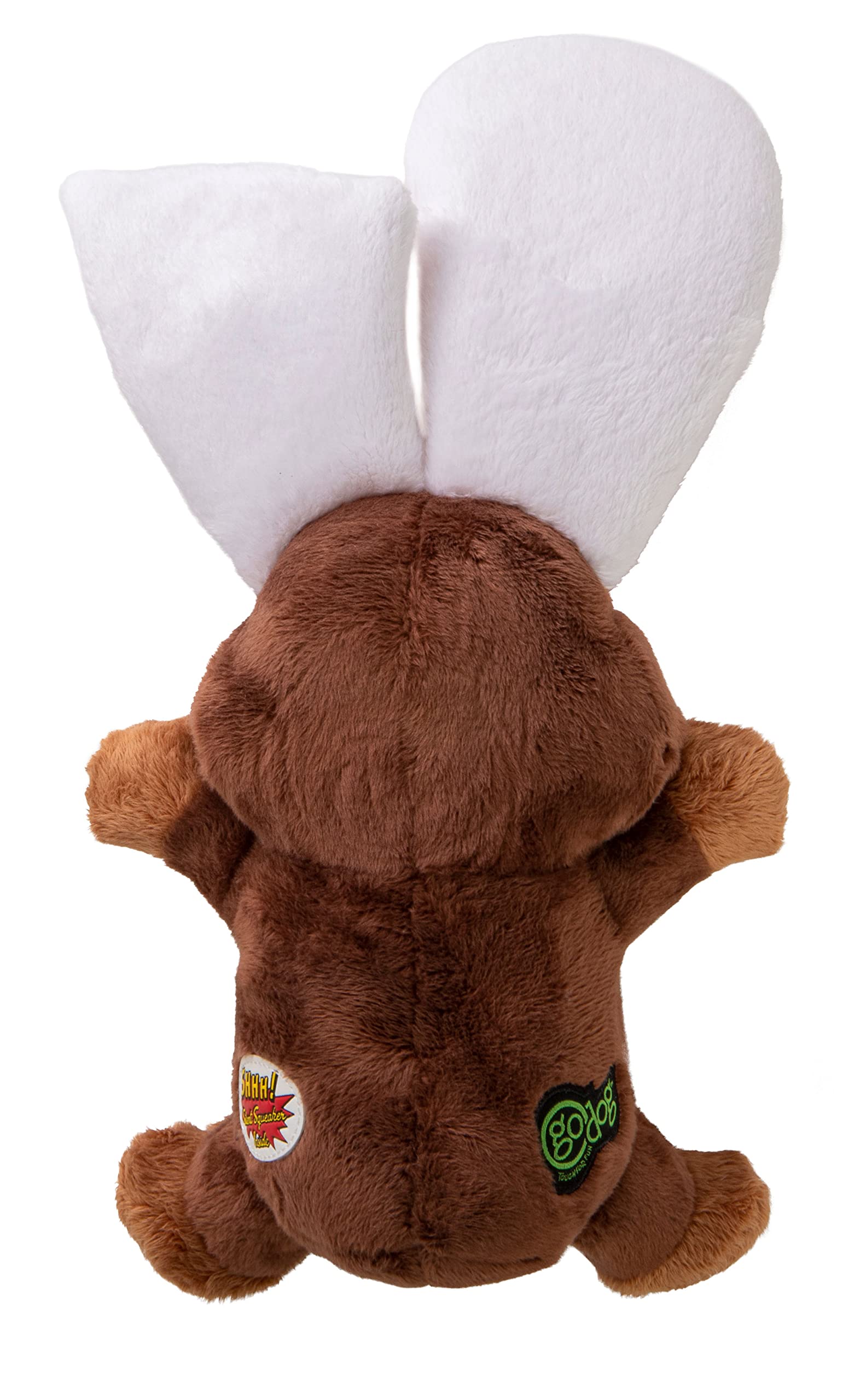 Godog Flips Monkey-Rabbit Silent Squeak Plush Dog Toy, Chew Guard Technology - Brown, Large