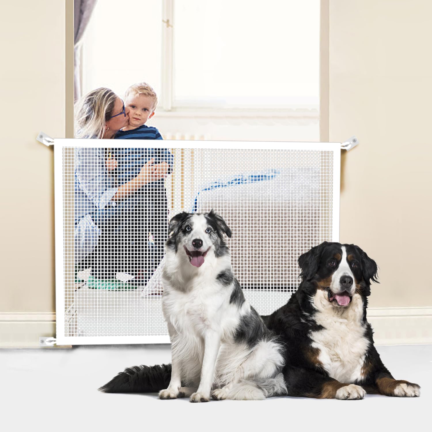 Cupount Mesh Baby & Dog Gate - Fits Openings Up to 36 Wide, 30 Tall - Indoor Safety Pet Gate for Stairs & Doorways (White, 3