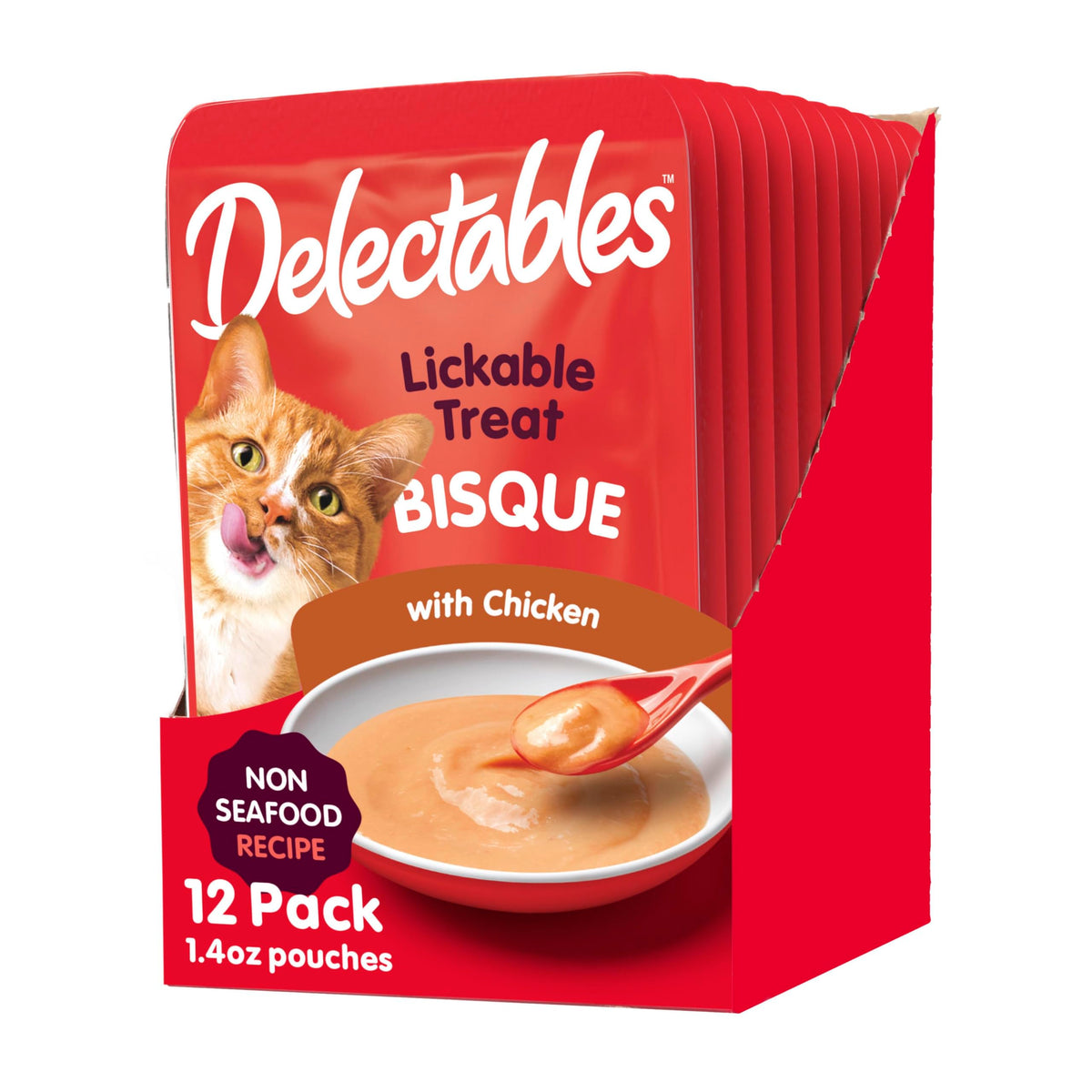 Hartz Delectables Non-Seafood Bisque Lickable We Cat Treats For Adults & Senior Cats, Chicken (Pack Of 12)