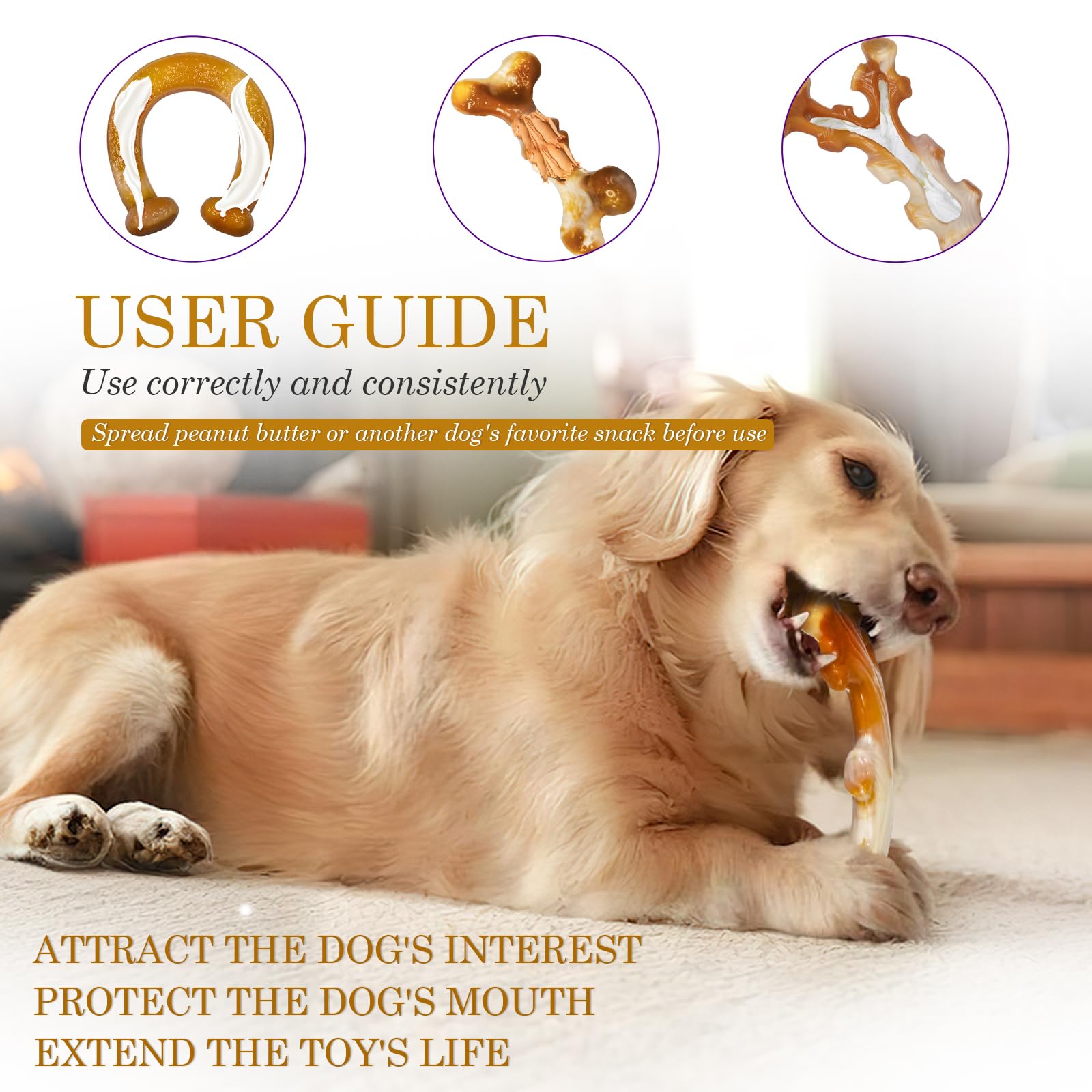 Frienhund Heavy Duty Chew Toys 3 Pack For Aggressive Chewers - Dog Toys For Large Dogs, Teeth Cleaning & Boredom Relief, Long-La