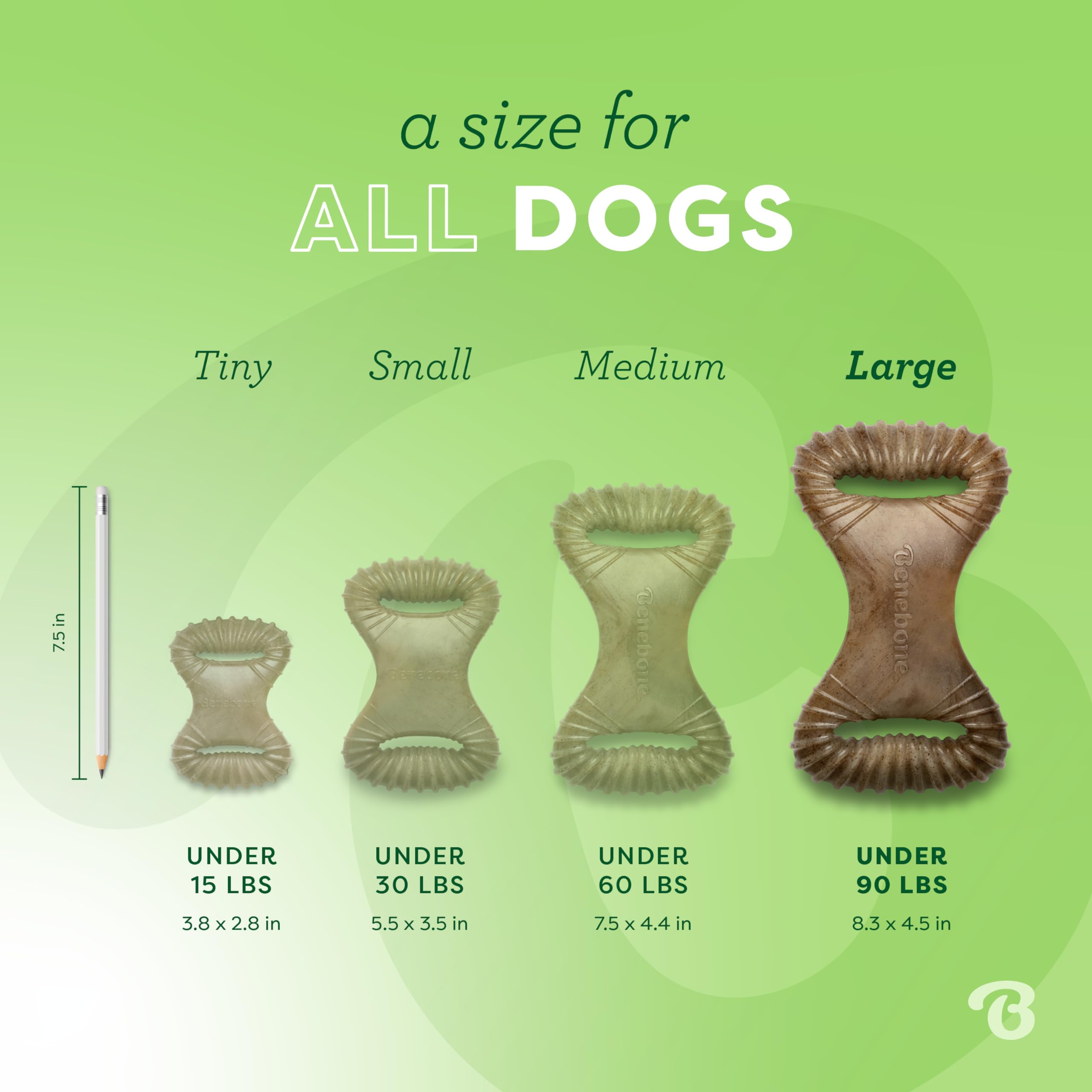 Benebone Dental Durable Dog Chew Toy For Aggressive Chewers, Real Chicken, Made In Usa, Large