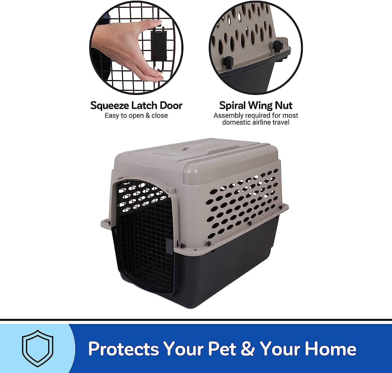 Petmate Vari Dog Kennel - Portable Dog Carriers & Crates for Medium Dogs, Airline-Friendly, Durable Plastic, Pet Carrier For Hom