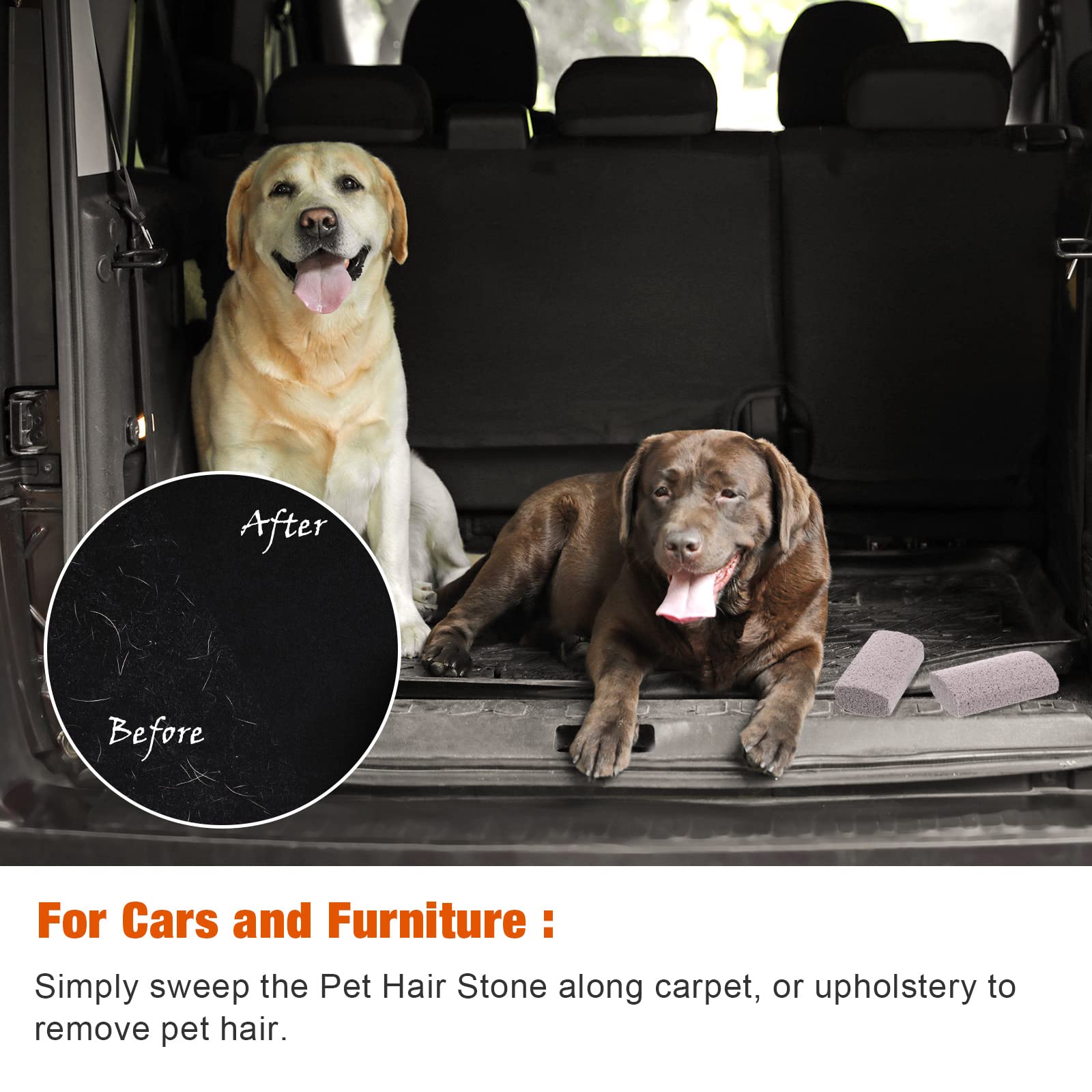 2 Pieces Pet Hair Remover For Cat Hair Removal Pumice Stone Tool Carpet Dog Fur Removal Tool For Car Couch Furniture Bedding Easy To Clean (4 Inches)