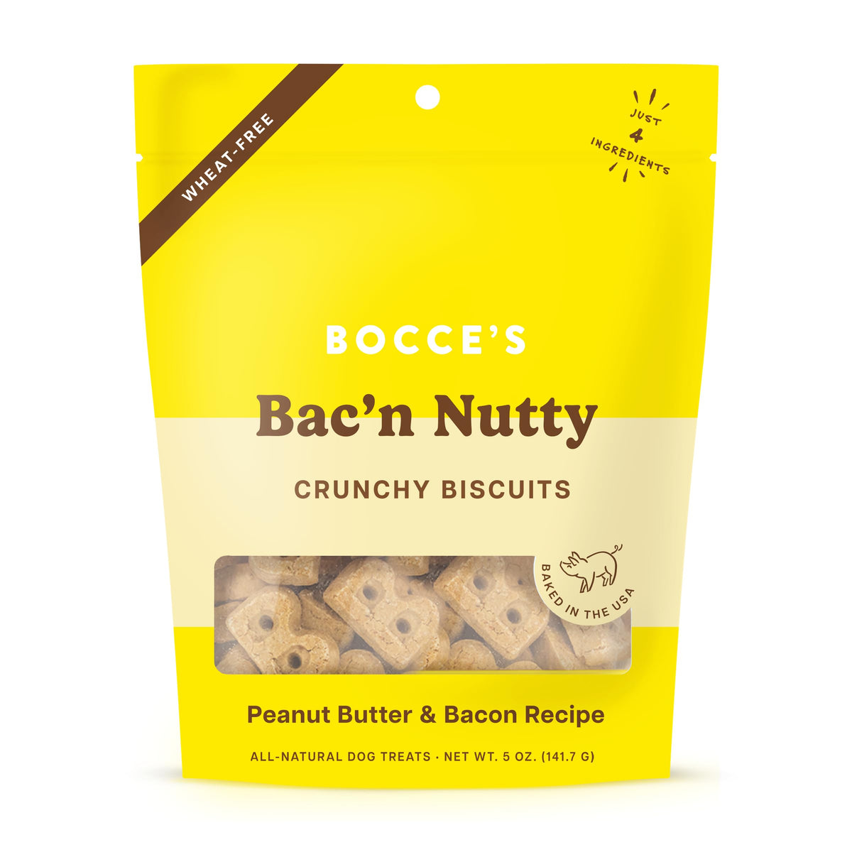 Bocce'S Bakery Oven Baked Bac'N Nutty Treats For Dogs, Everyday Wheat-Free Dog Treats, Made With Real Ingredients, Baked In The 