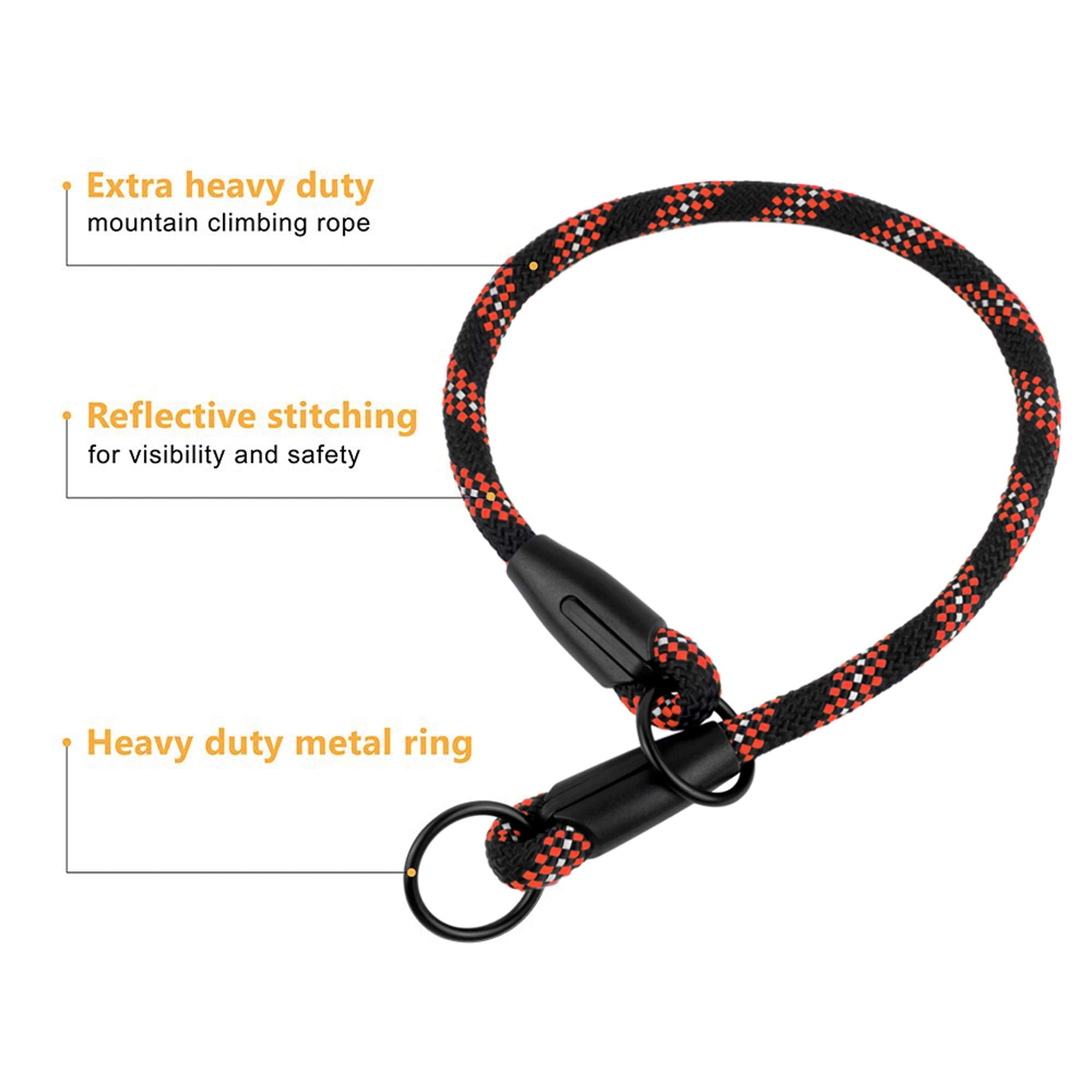 Bronzedog Rope Pro Training Dog Collar Braided No Pull Quick Release Round Lead Collars For Dogs Small Medium Large Puppy (Xs - 15.7' Long, Orange)