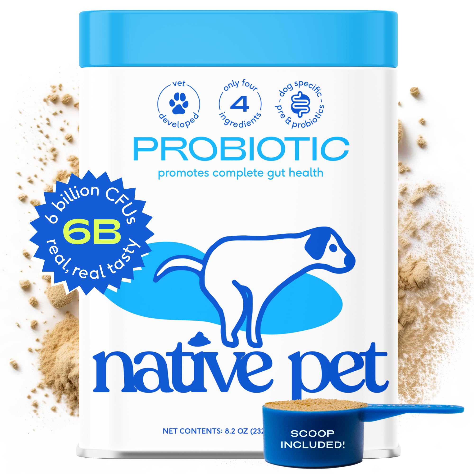 Native Pet Vet Created Probiotic Powder for Dogs Digestive Issues - Dog Probiotic Powder + Prebiotic + Bone Broth Powder - Gut H