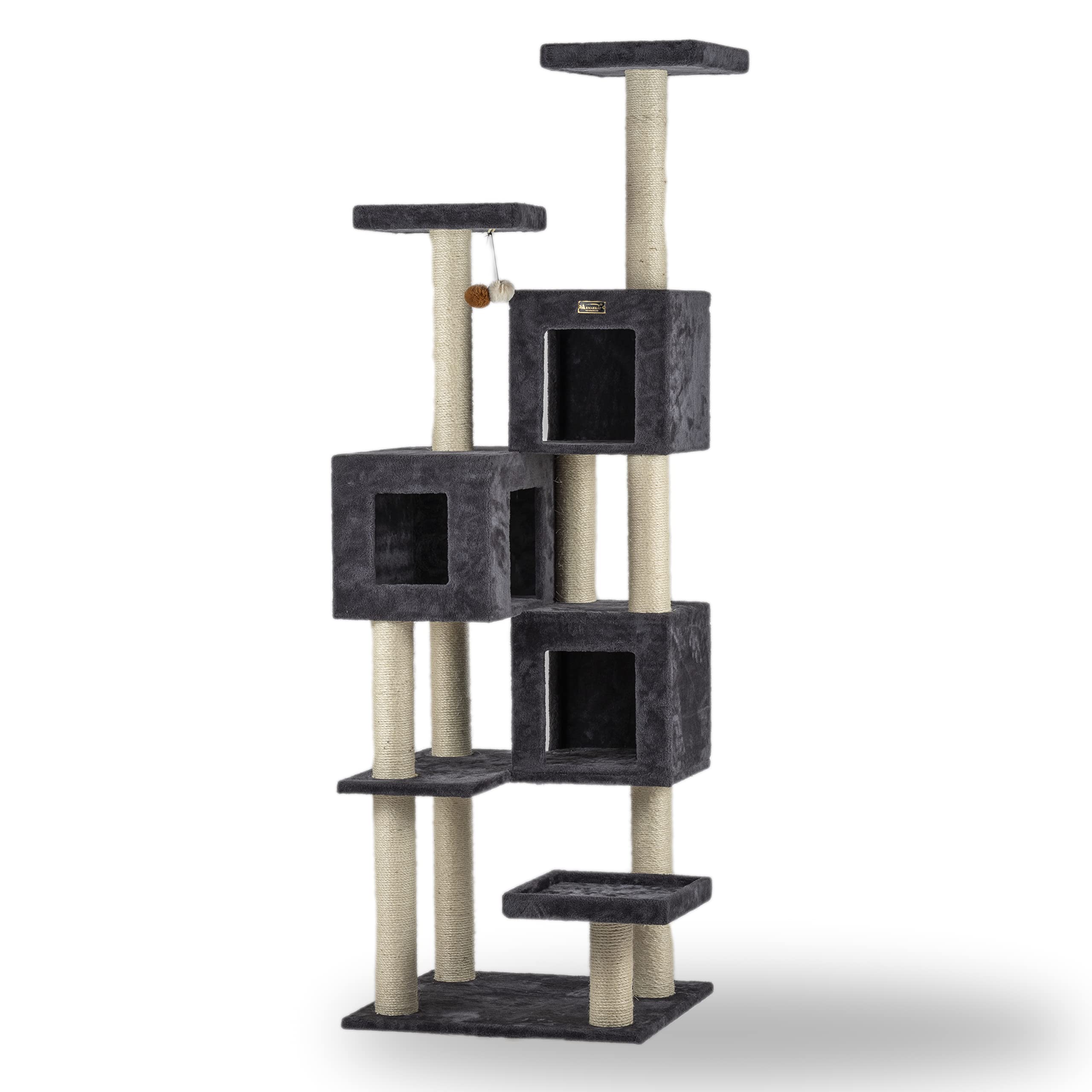 Armarkat Real Wood Griant Cat Tower with Condos for Multiple Cats A8104, Dark Gray