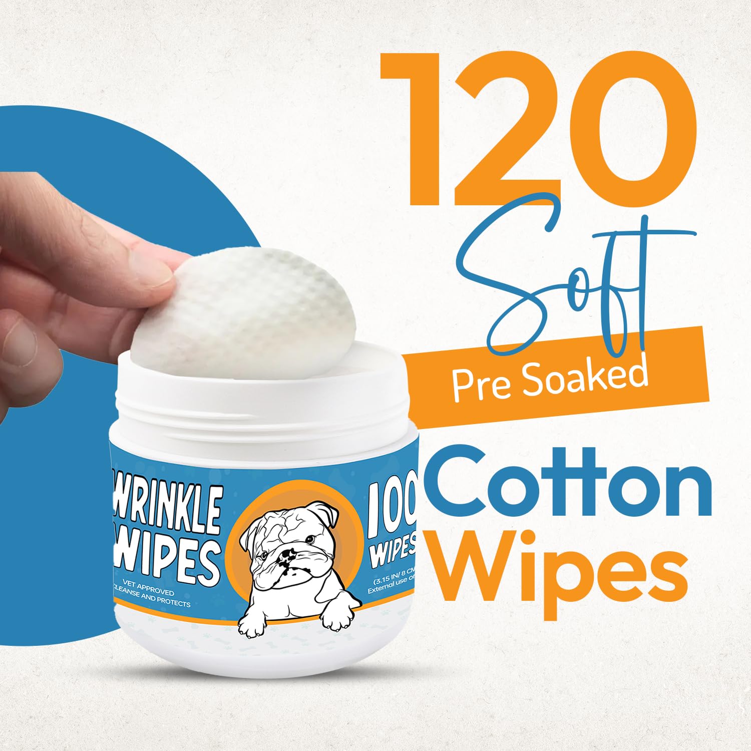 Bulldog Wrinkle Wipes For Dogs – Deodorizing & Soothing With Honeysuckle Extract – Non-Irritating, Cleans Wrinkles, Folds, Paws & Tail Pockets – For Bulldogs, Pugs & Frenchies (100 Count)