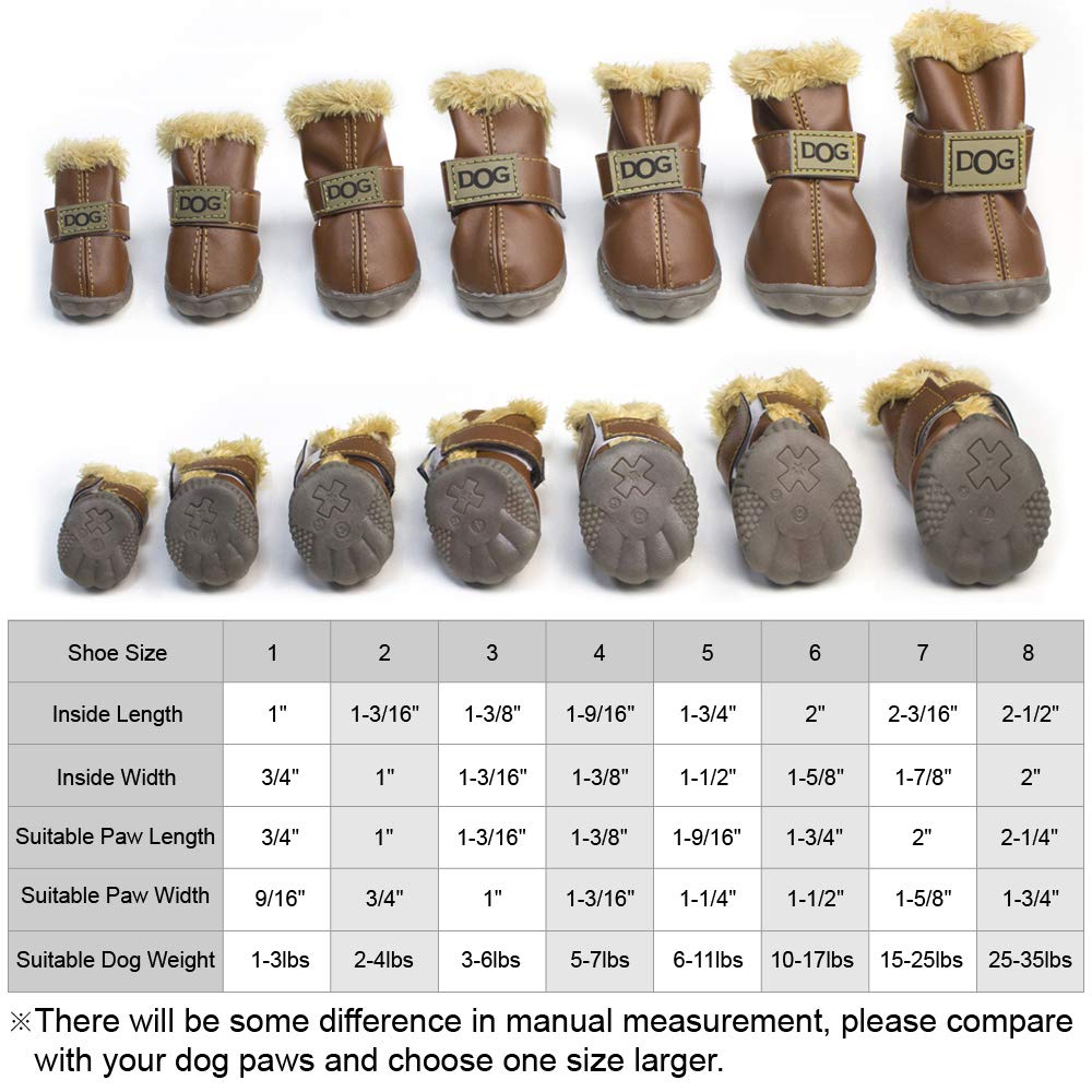 Winsoon Dog Australia Boots Pet Antiskid Shoes Winter Warm Skidproof Sneakers Paw Protectors 4-Pcs Set (Size 6, Light Brown)