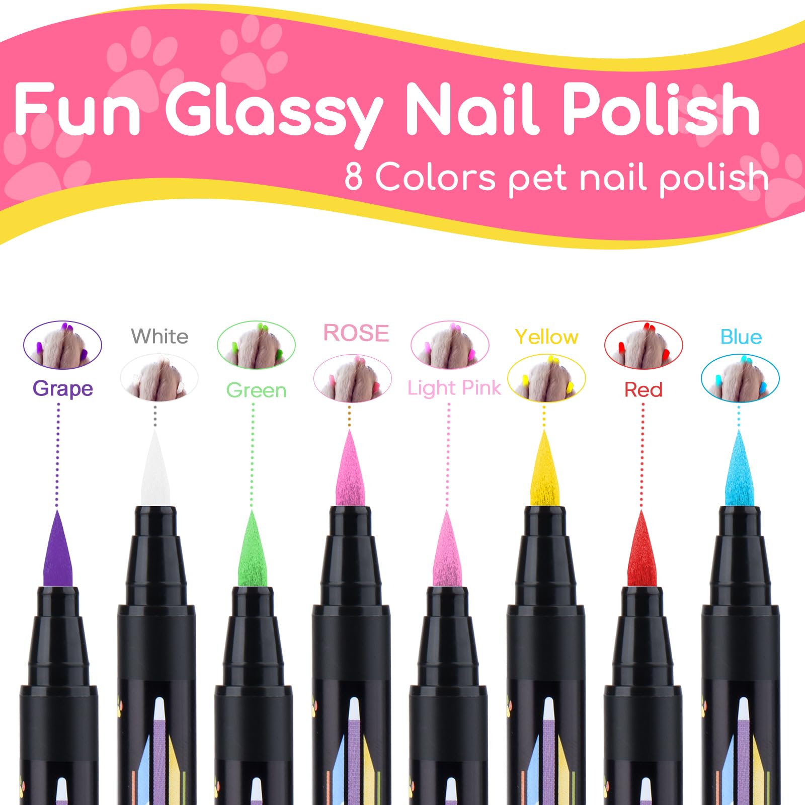 OLINGYOU Dog Nail Polish, Dog Nail Polish Pens Quick Dry-20 Colors, Pet Nail Polish Set for Dogs, DIY Dogs Puppy Nails, Dog Safe