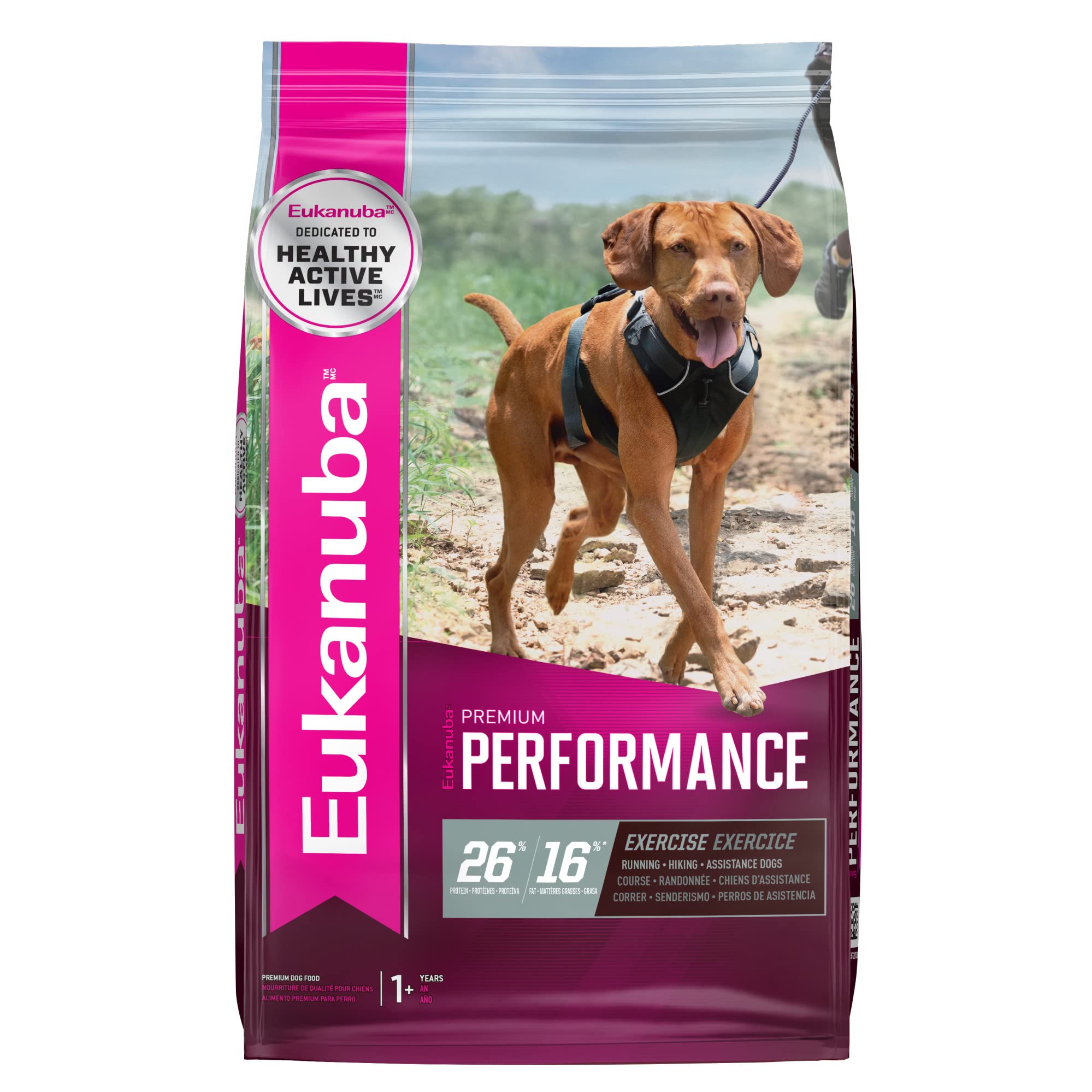 Eukanuba Premium Performance 26/16 Exercise Dry Dog Food, Dry Dog Food with Protein and Fat to Support Optimal Energy, 28 lb Bag